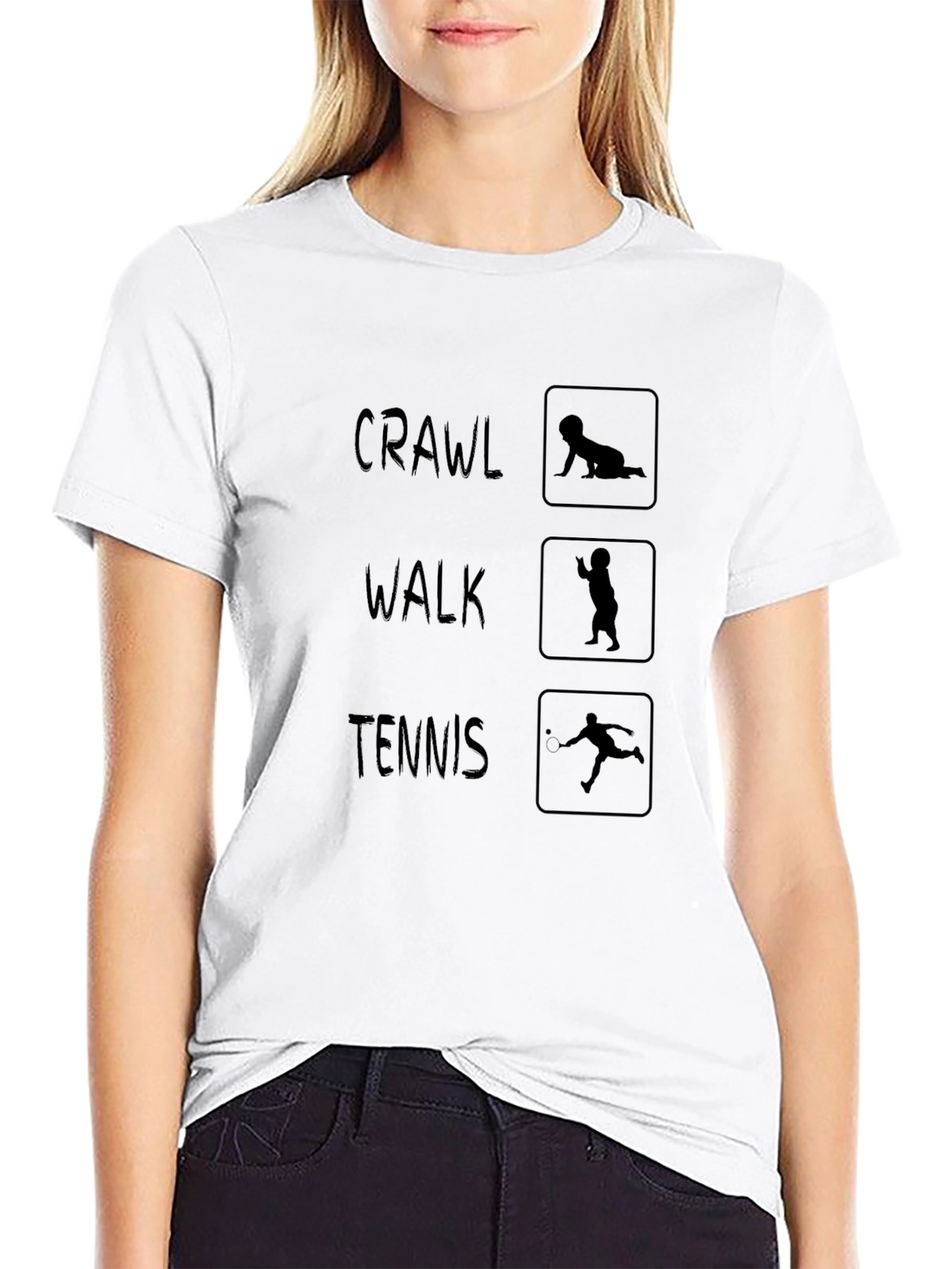Crawl Walk Tennis Black Graphic Tee