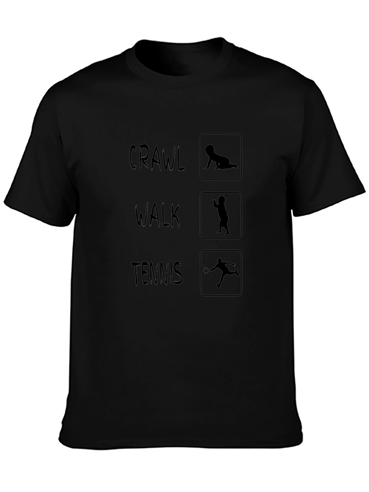 Crawl Walk Tennis Black Graphic Tee