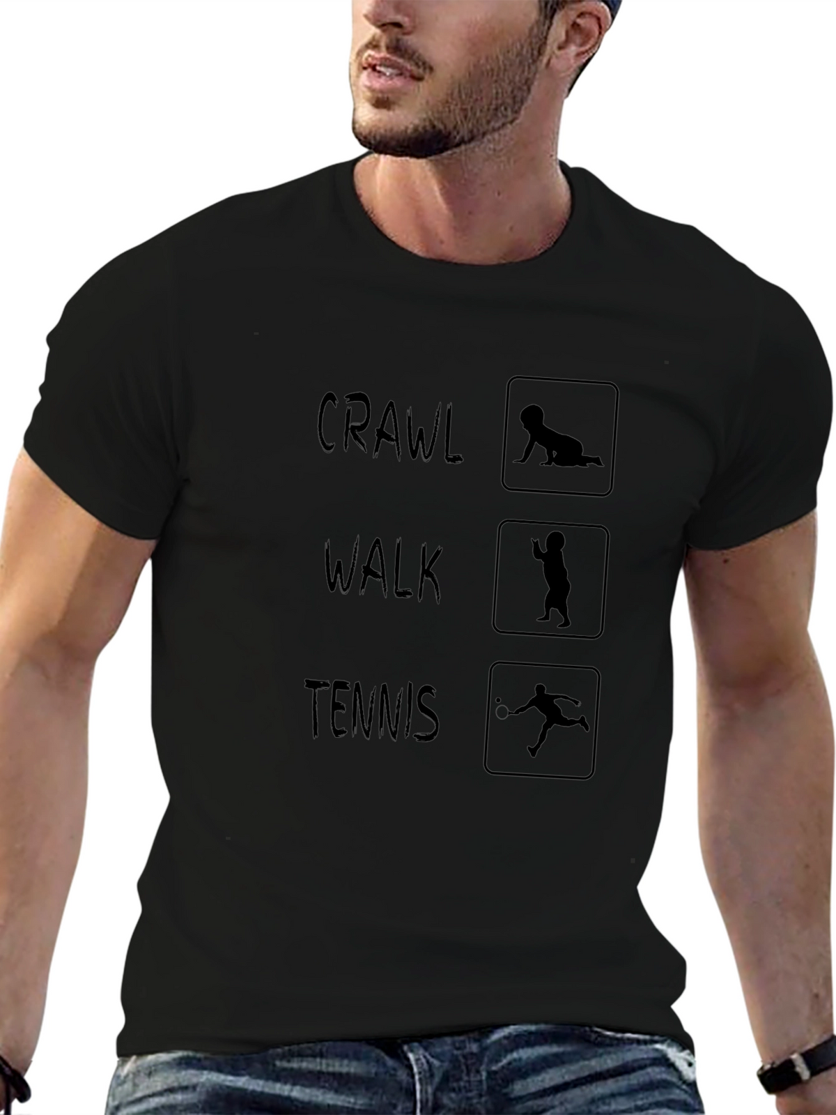 Crawl Walk Tennis Black Graphic Tee