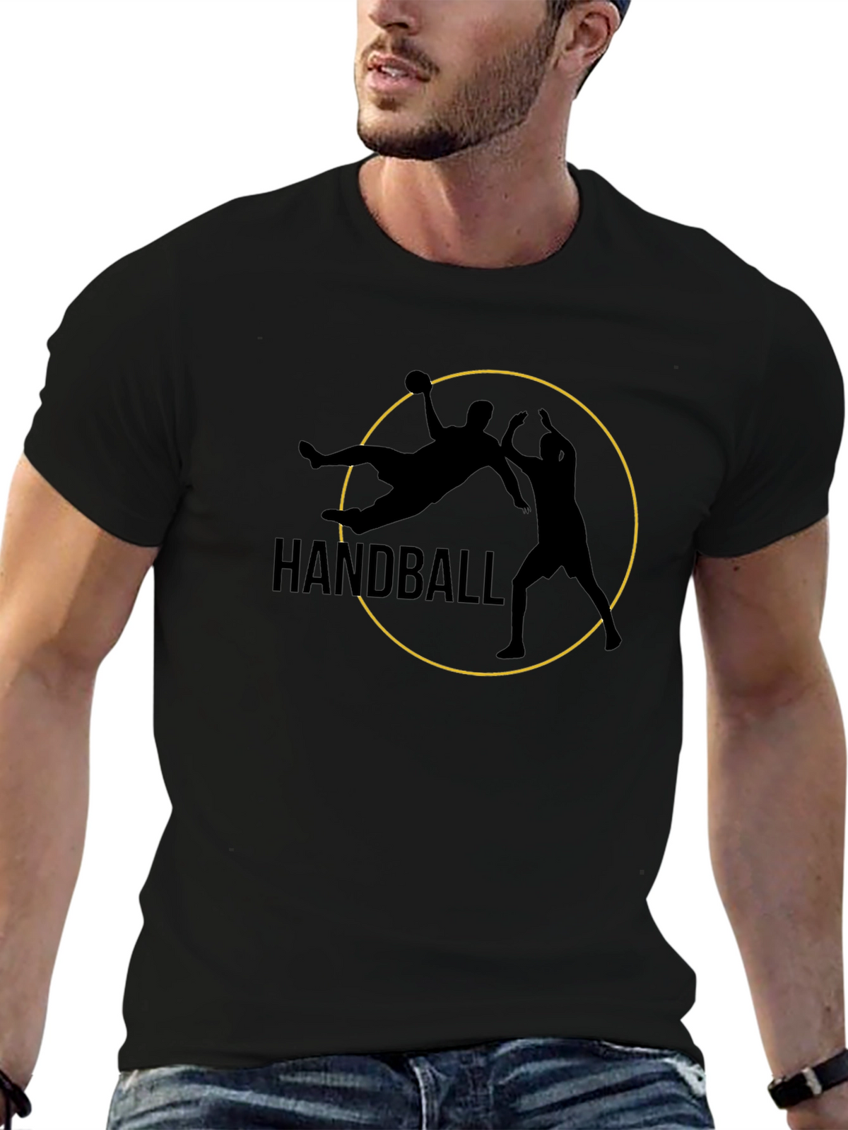 Handball Graphic Tee - Black Sports T-Shirt