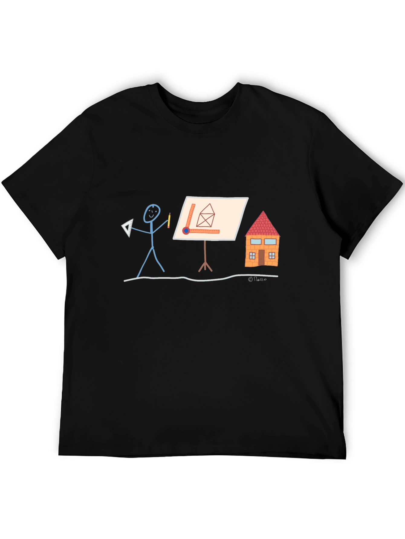 Architect Stick Figure Graphic Tee - Black