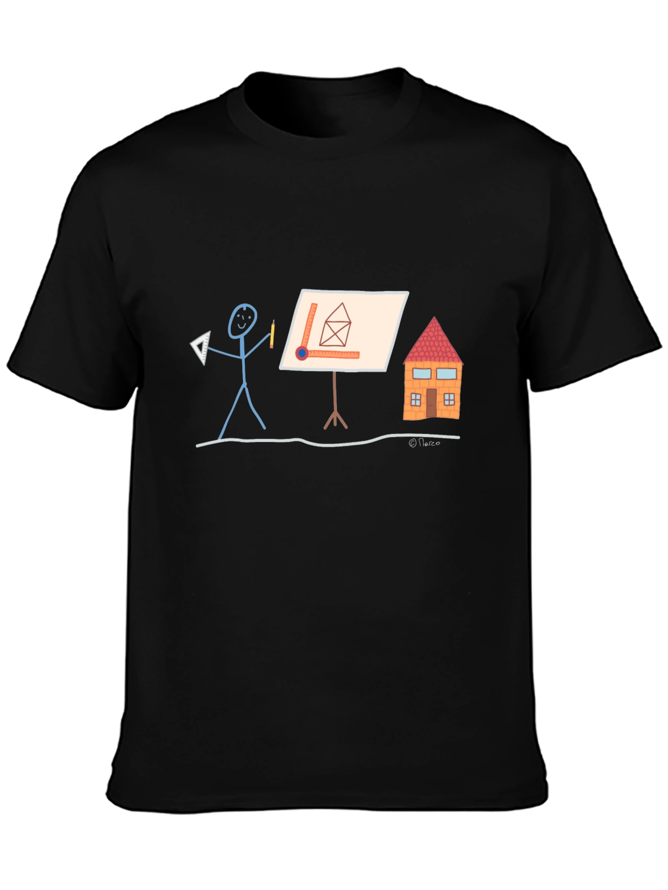 Architect Stick Figure Graphic Tee - Black