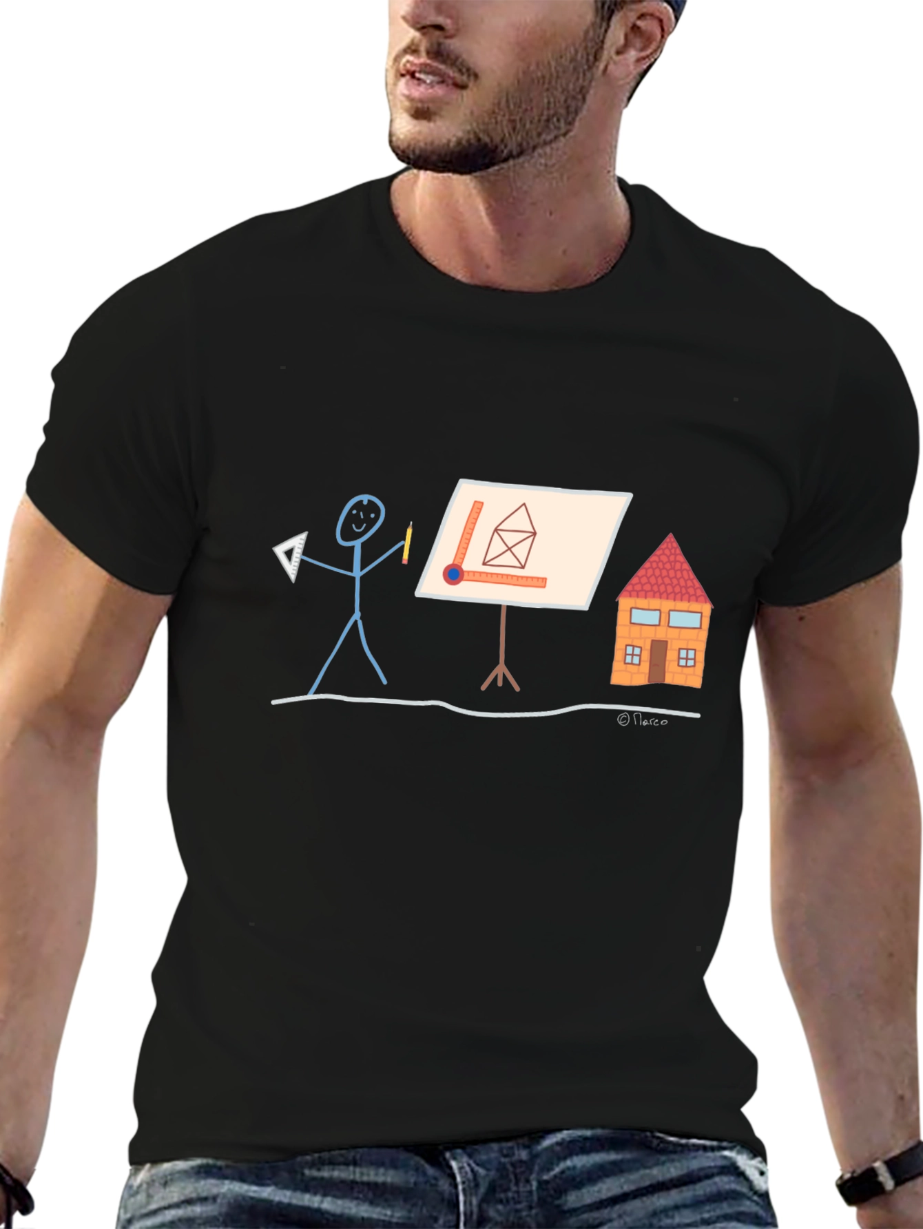 Architect Stick Figure Graphic Tee - Black
