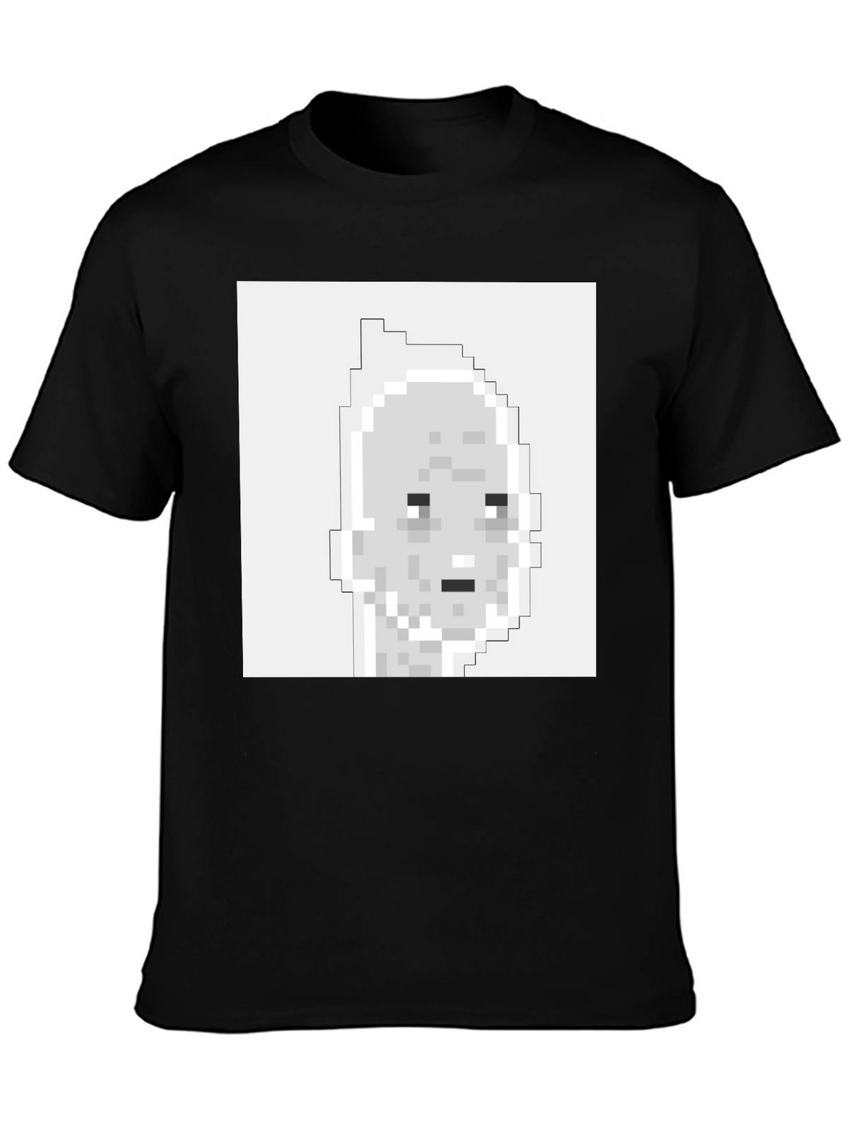 Pixelated Face Graphic T-Shirt - Black