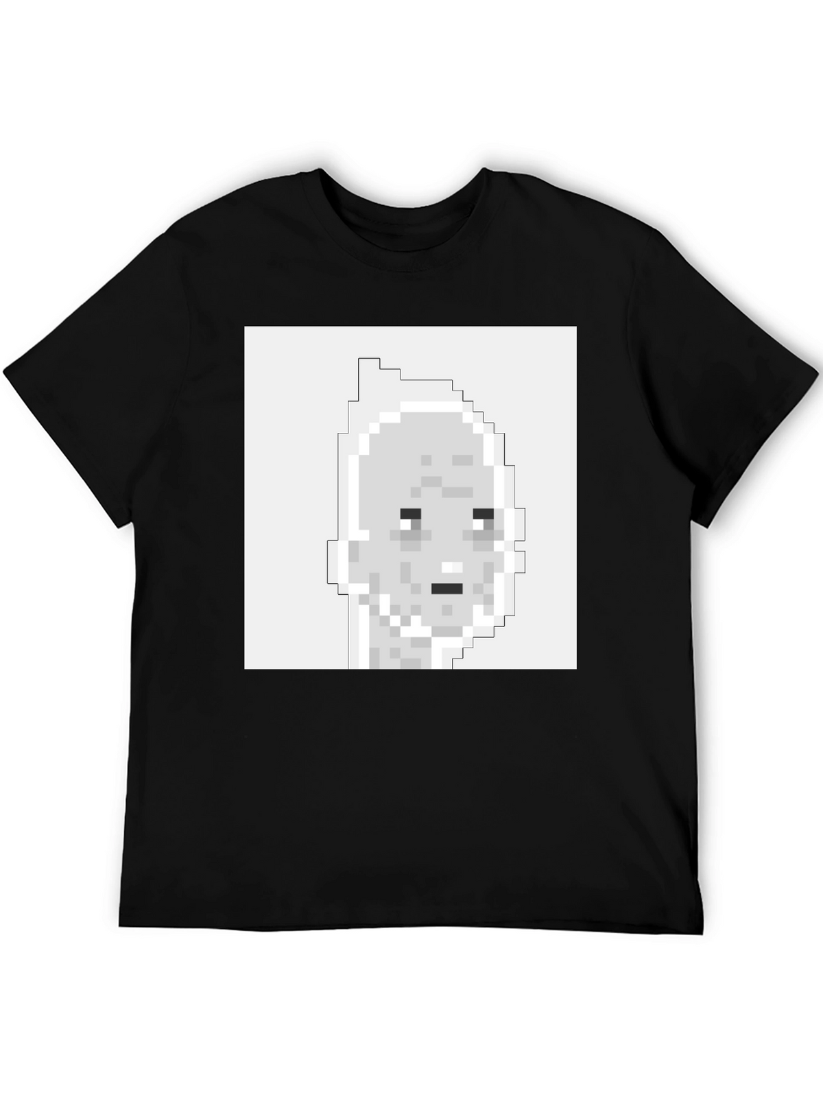 Pixelated Face Graphic T-Shirt - Black