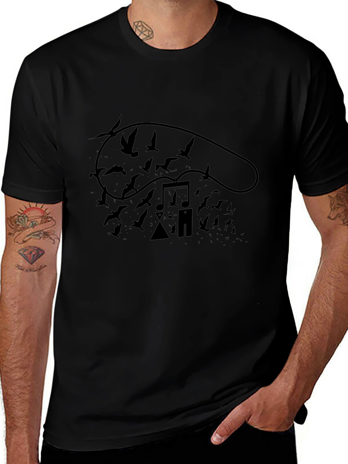 Abstract Music Bird T-Shirt