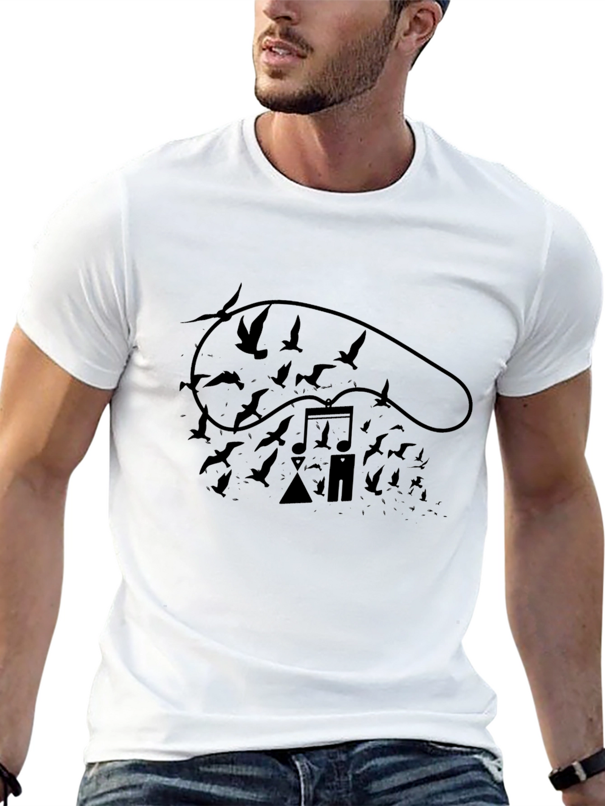 Abstract Music Bird T-Shirt