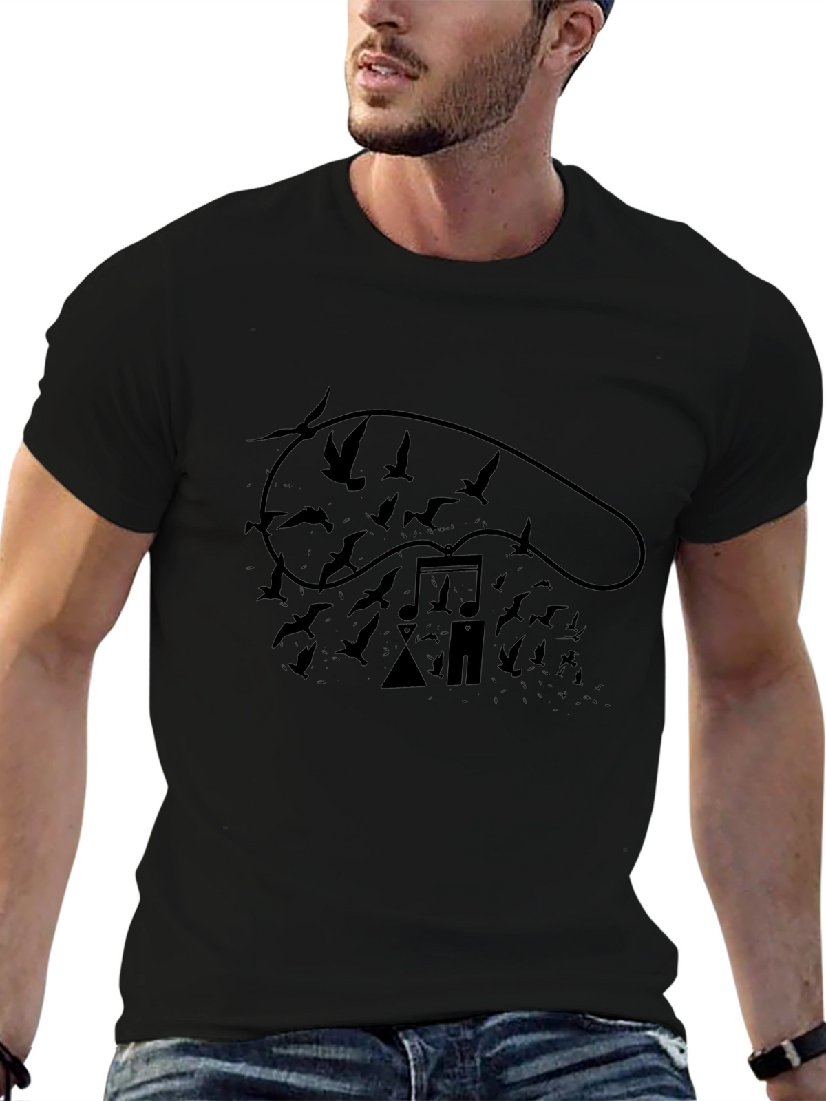 Abstract Music Bird T-Shirt