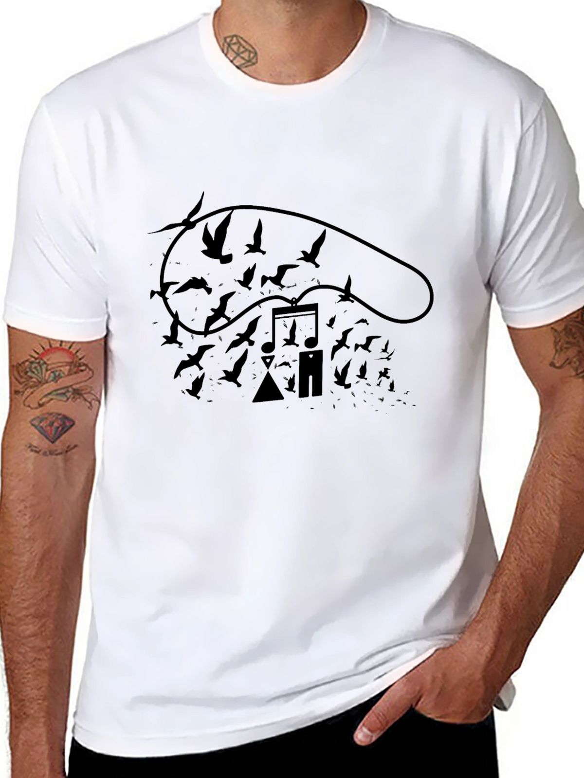 Abstract Music Bird T-Shirt