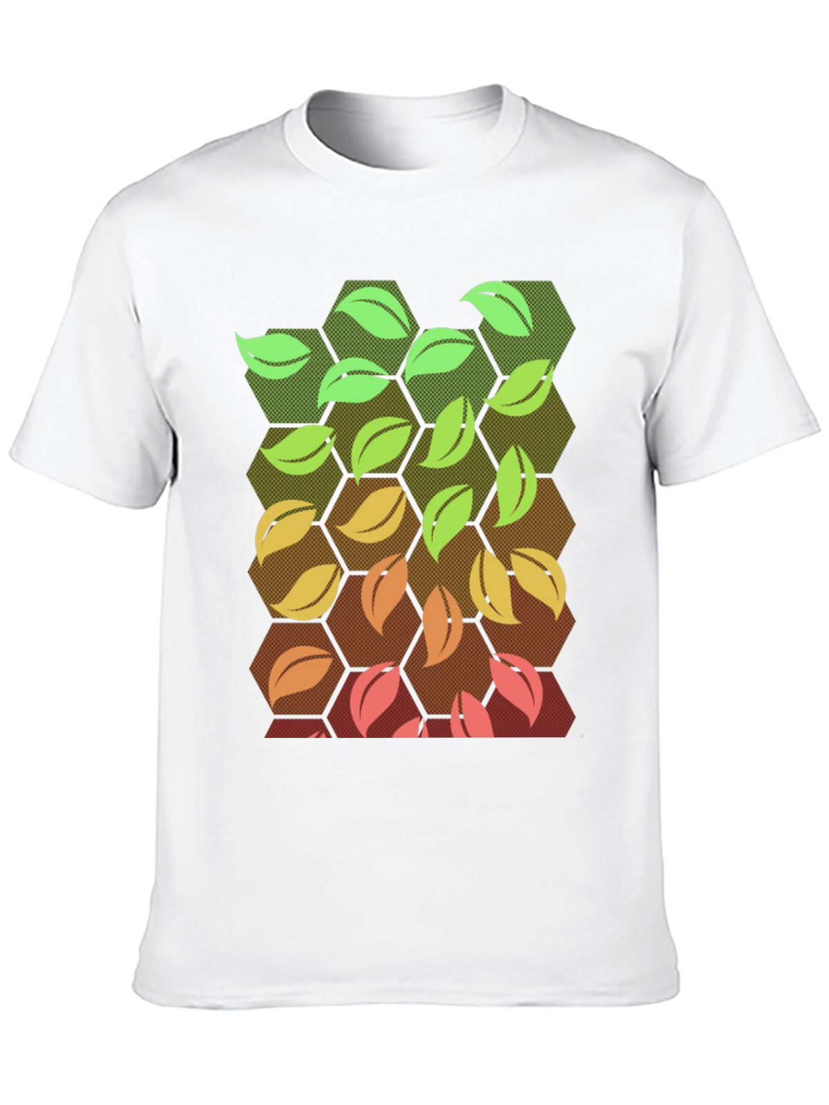 Nature Hexagon Leaf Graphic Tee - Black