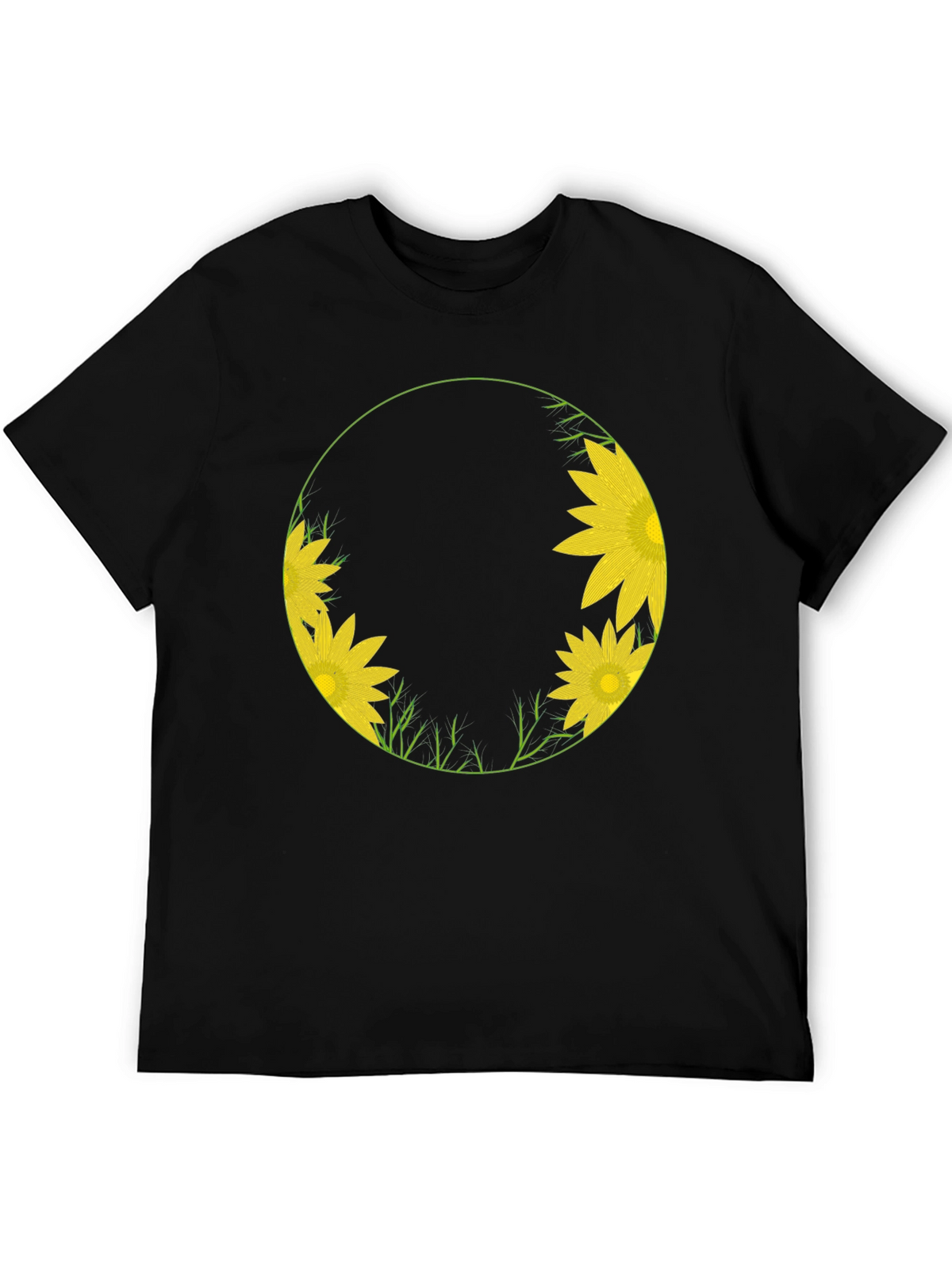 Sunflower Circle Graphic Tee - Stylish Black T-Shirt