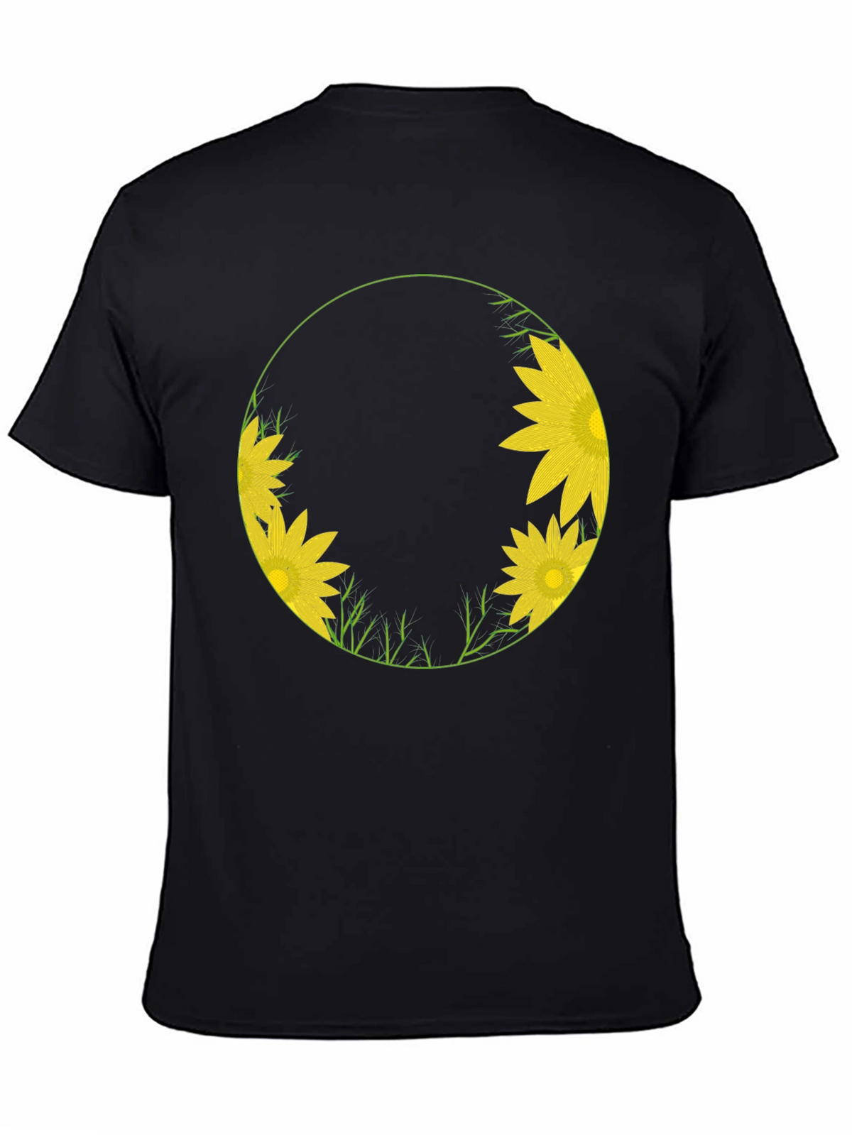 Sunflower Circle Graphic Tee - Stylish Black T-Shirt