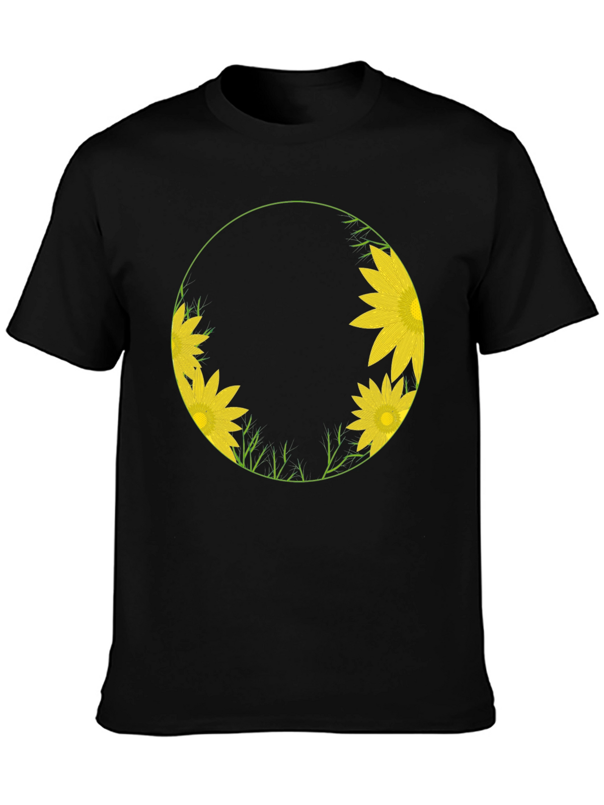 Sunflower Circle Graphic Tee - Stylish Black T-Shirt