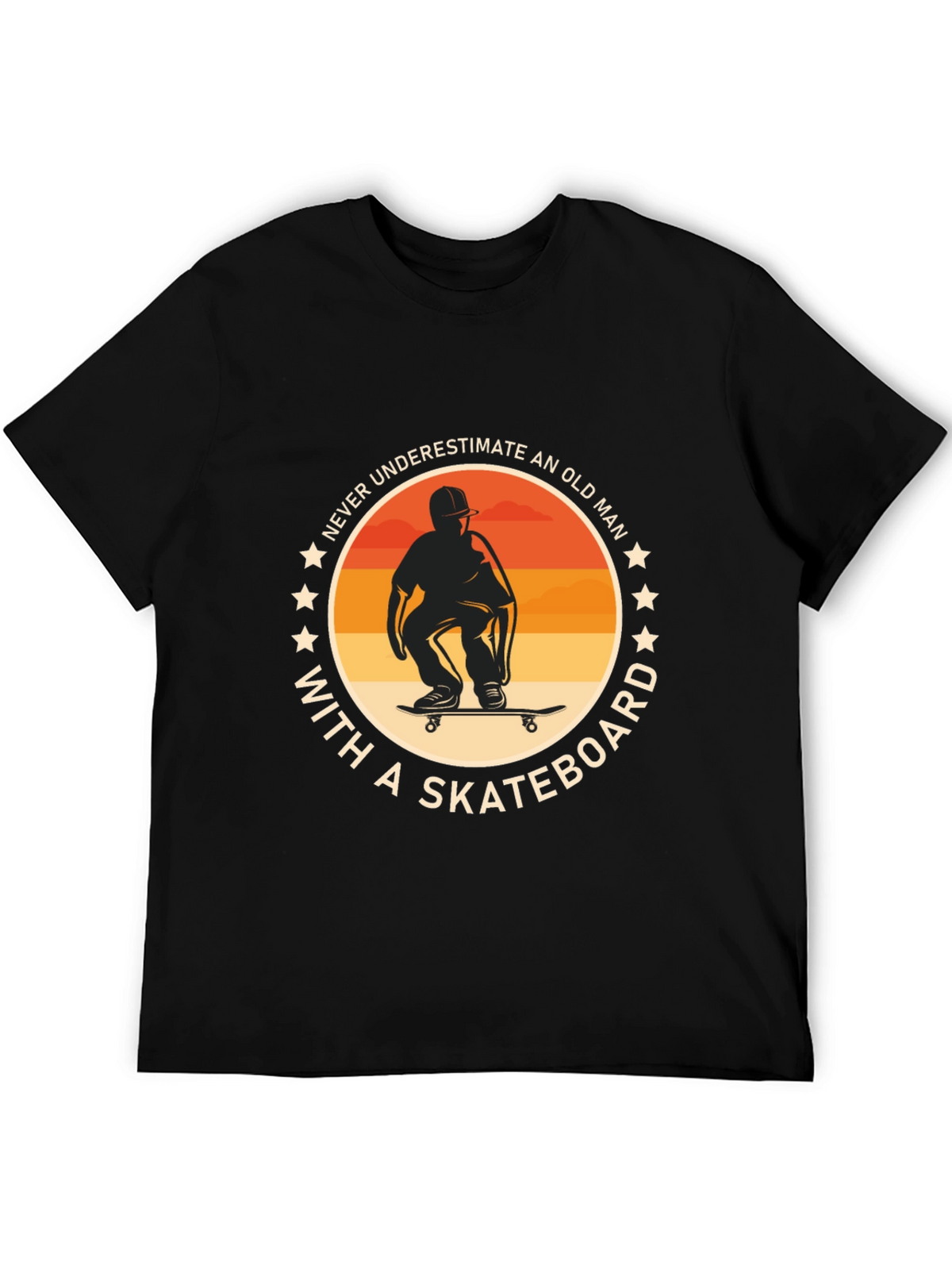 Never Underestimate Old Man with Skateboard T-Shirt