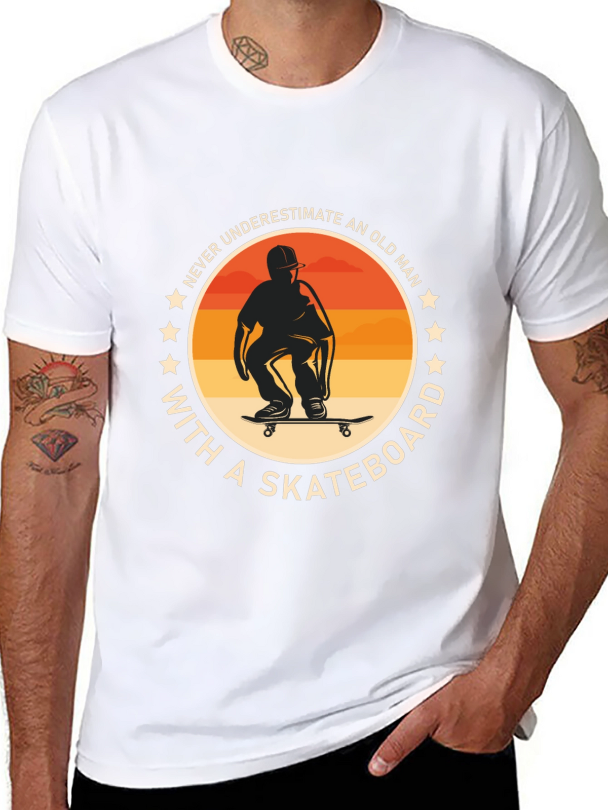 Never Underestimate Old Man with Skateboard T-Shirt