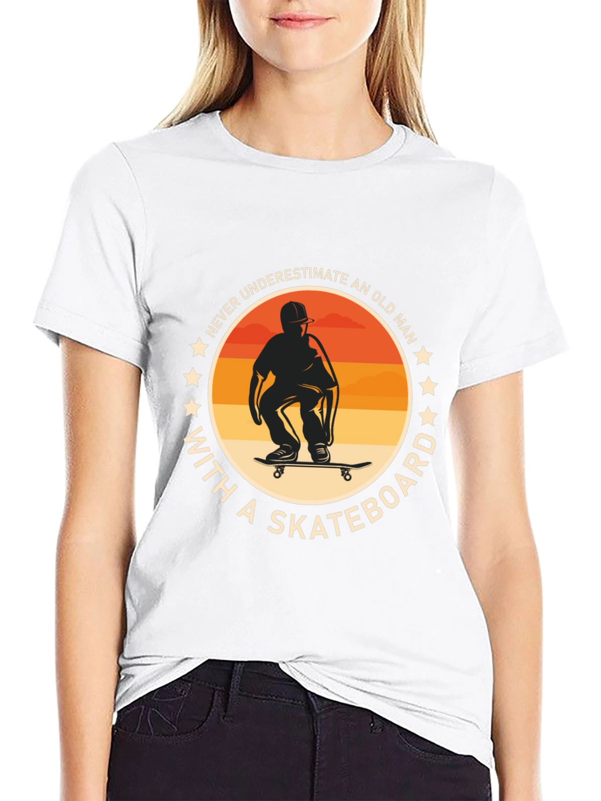 Never Underestimate Old Man with Skateboard T-Shirt