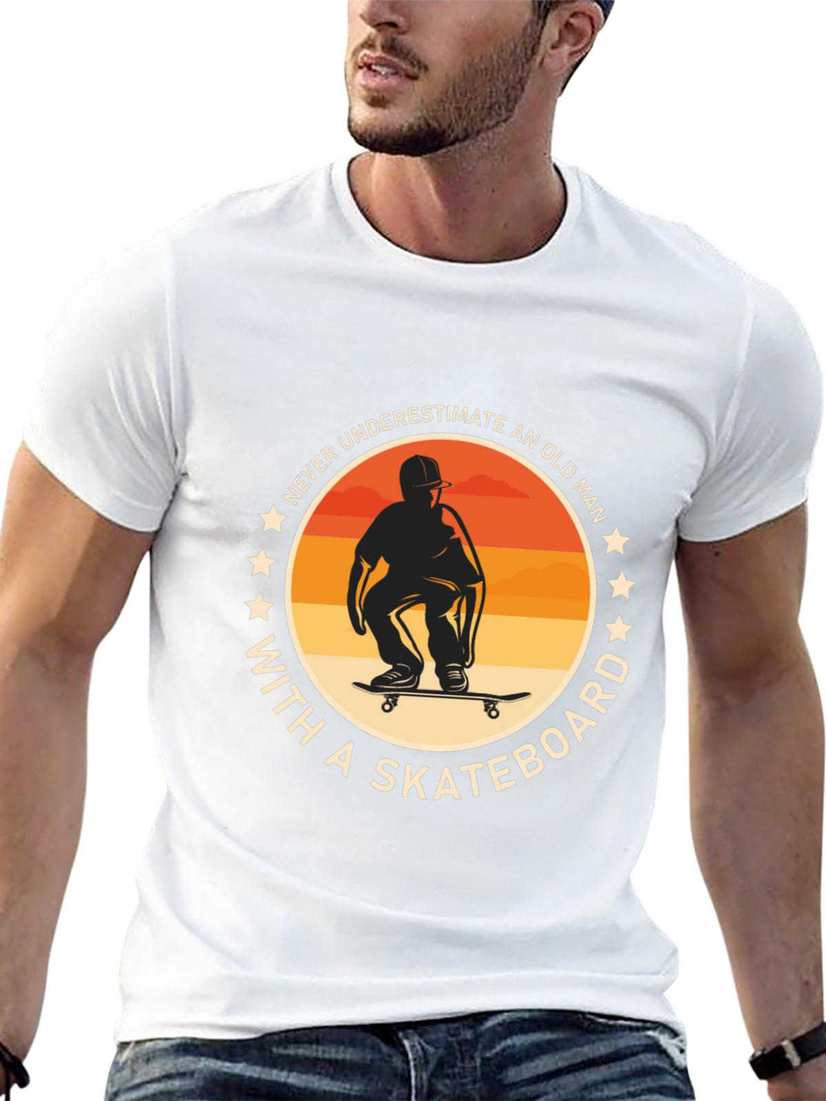 Never Underestimate Old Man with Skateboard T-Shirt