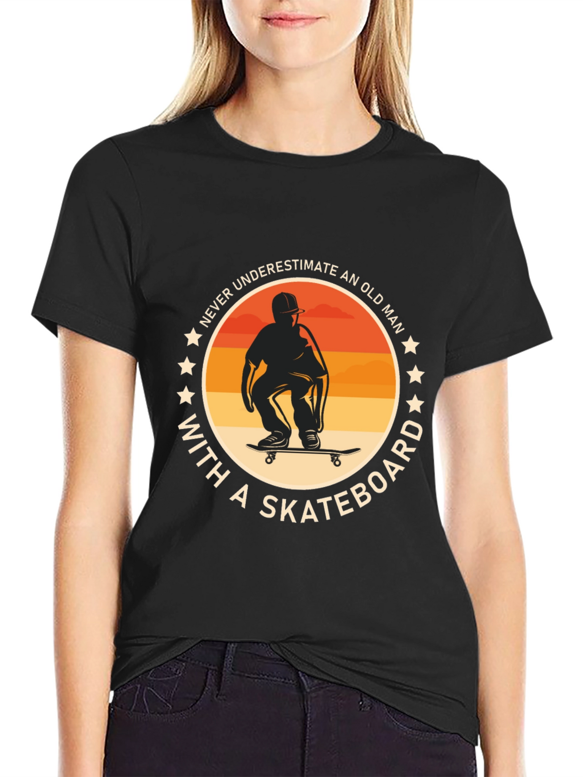 Never Underestimate Old Man with Skateboard T-Shirt