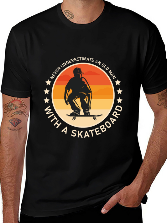Never Underestimate Old Man with Skateboard T-Shirt