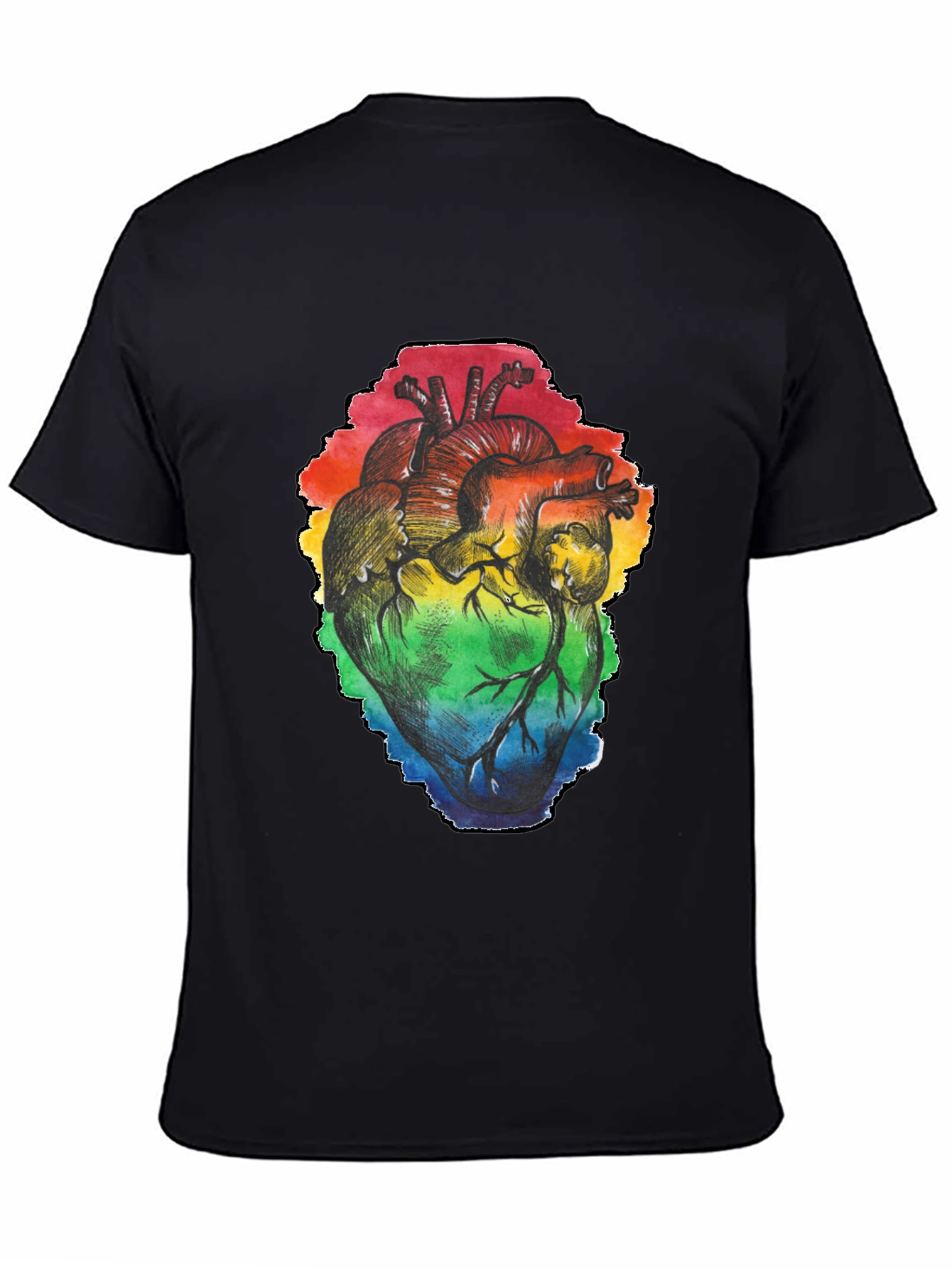 Rainbow Heart Graphic Black T-Shirt