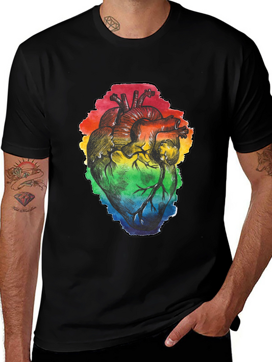 Rainbow Heart Graphic Black T-Shirt