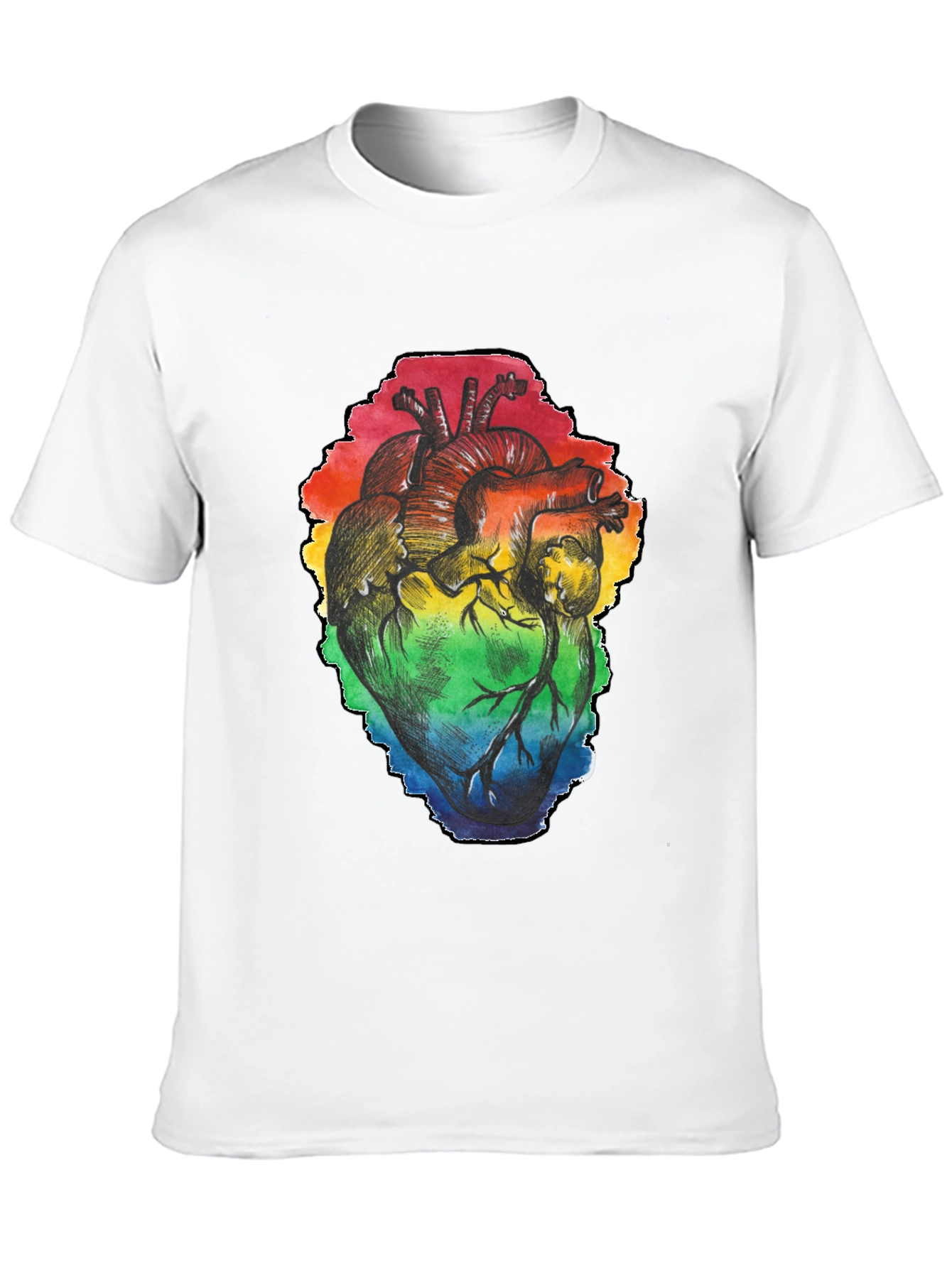 Rainbow Heart Graphic Black T-Shirt