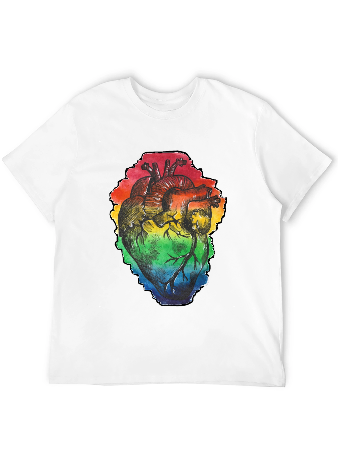 Rainbow Heart Graphic Black T-Shirt