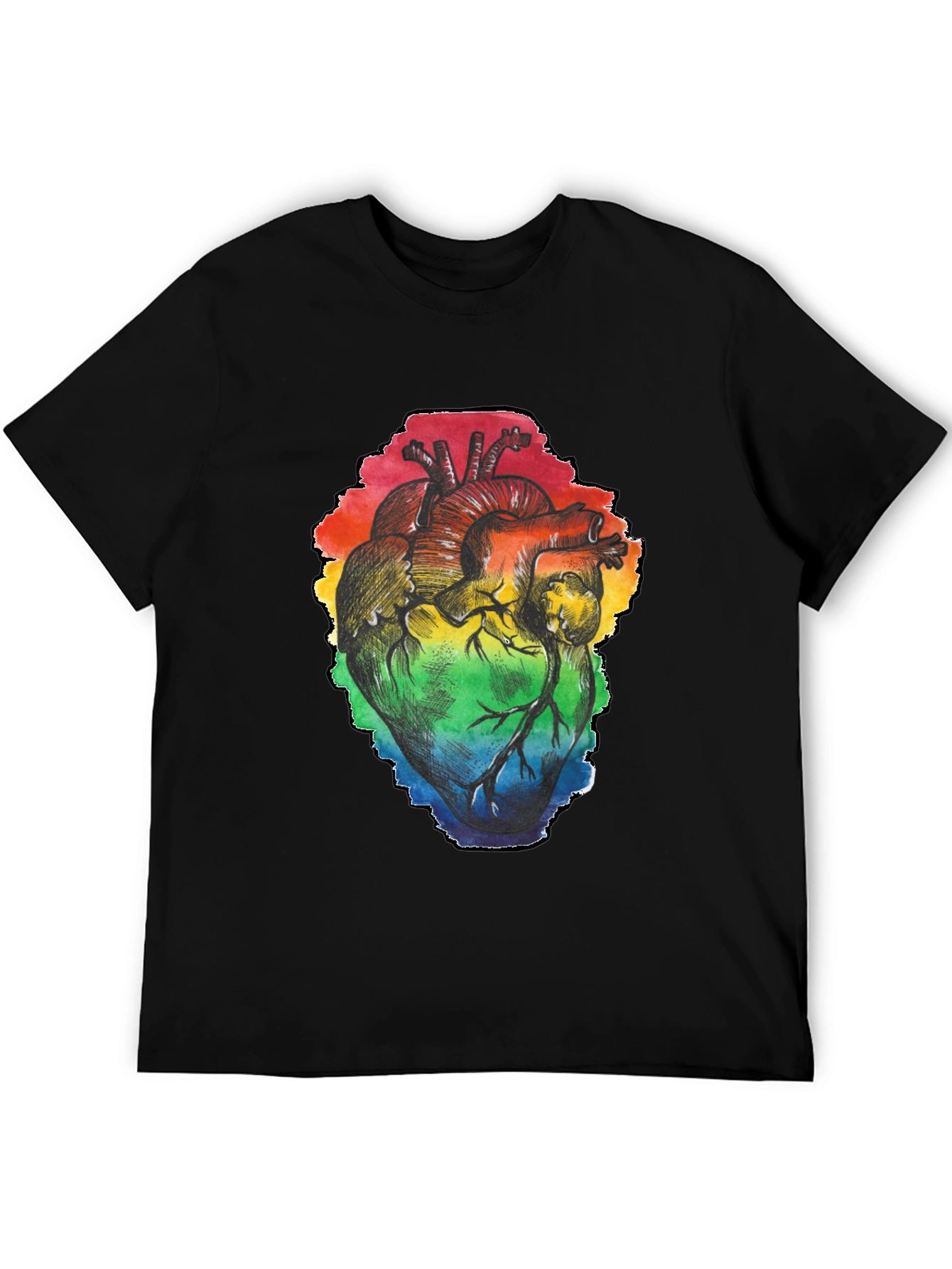 Rainbow Heart Graphic Black T-Shirt