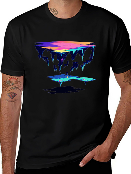 Abstract Pixel Art Black T-Shirt