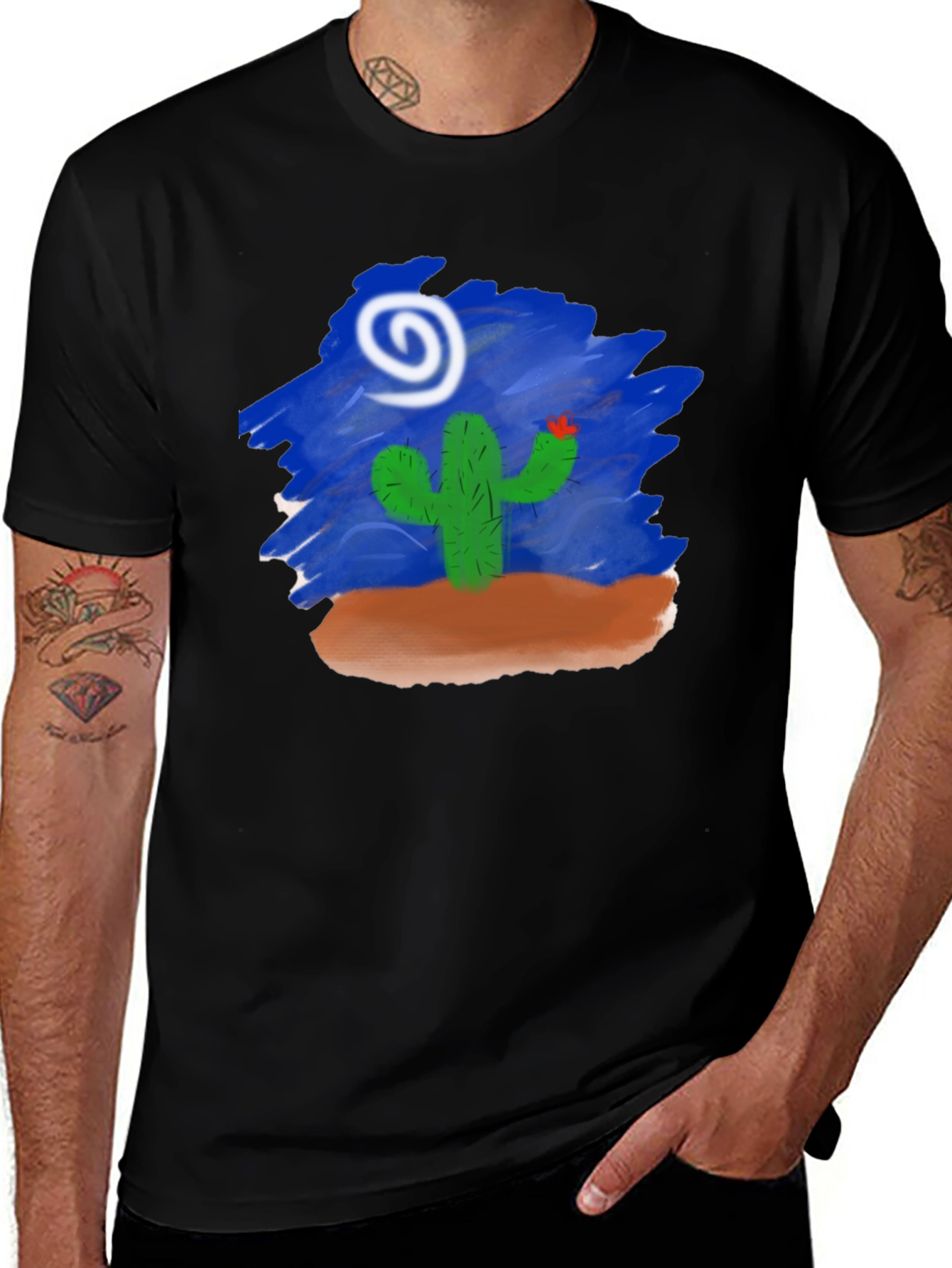 Cactus Desert Graphic T-Shirt - Black