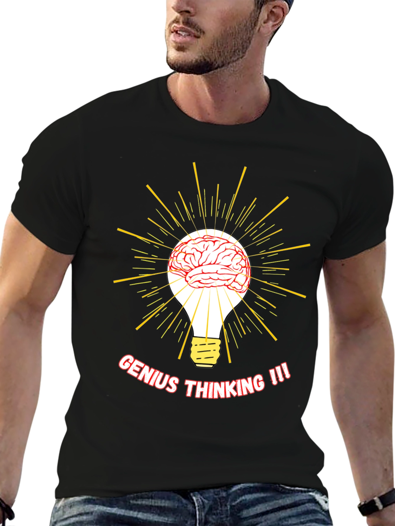Genius Thinking T-Shirt - Brain Lightbulb Tee