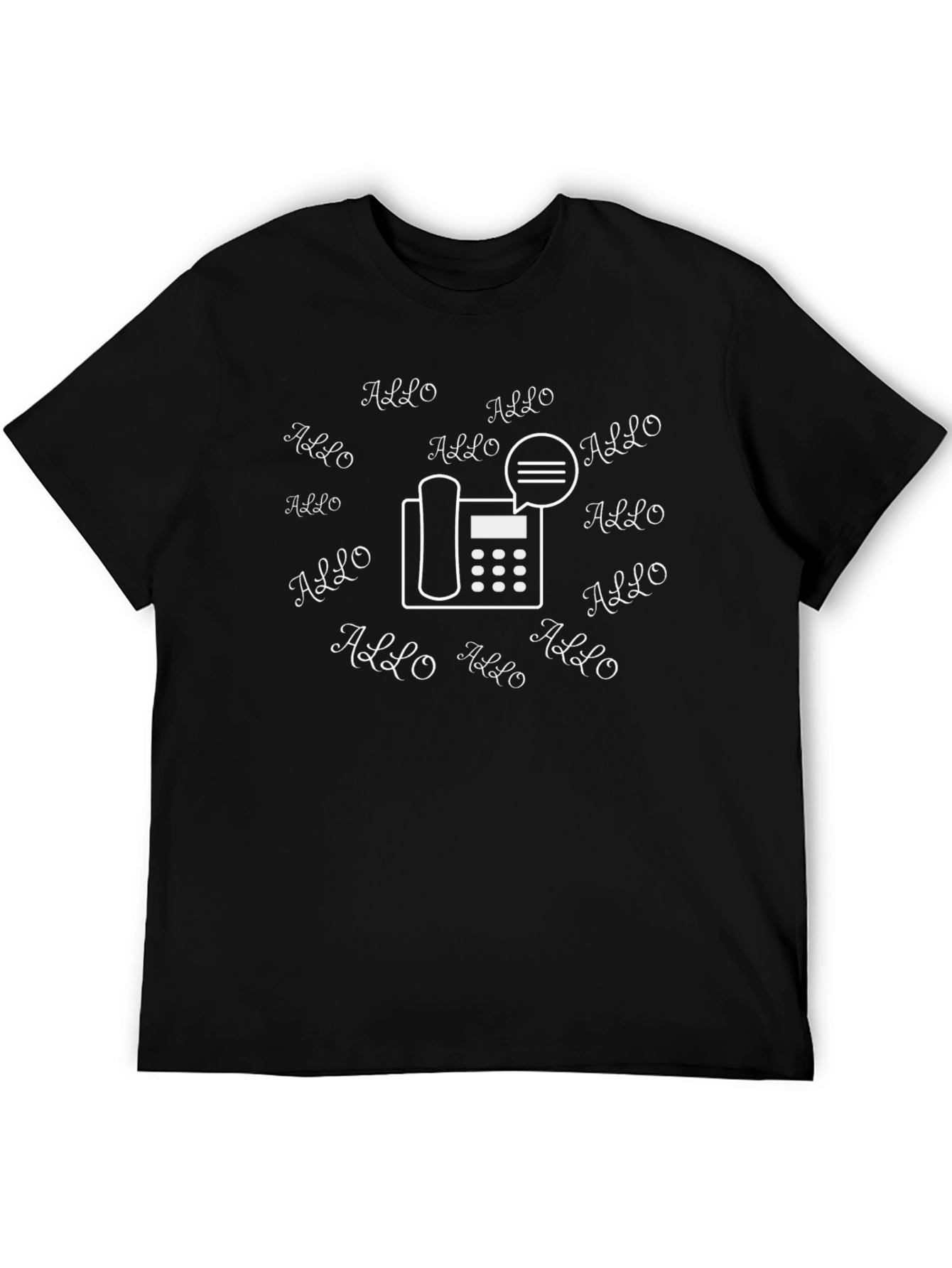 Allo Phone Graphic Tee - Black Cotton T-Shirt
