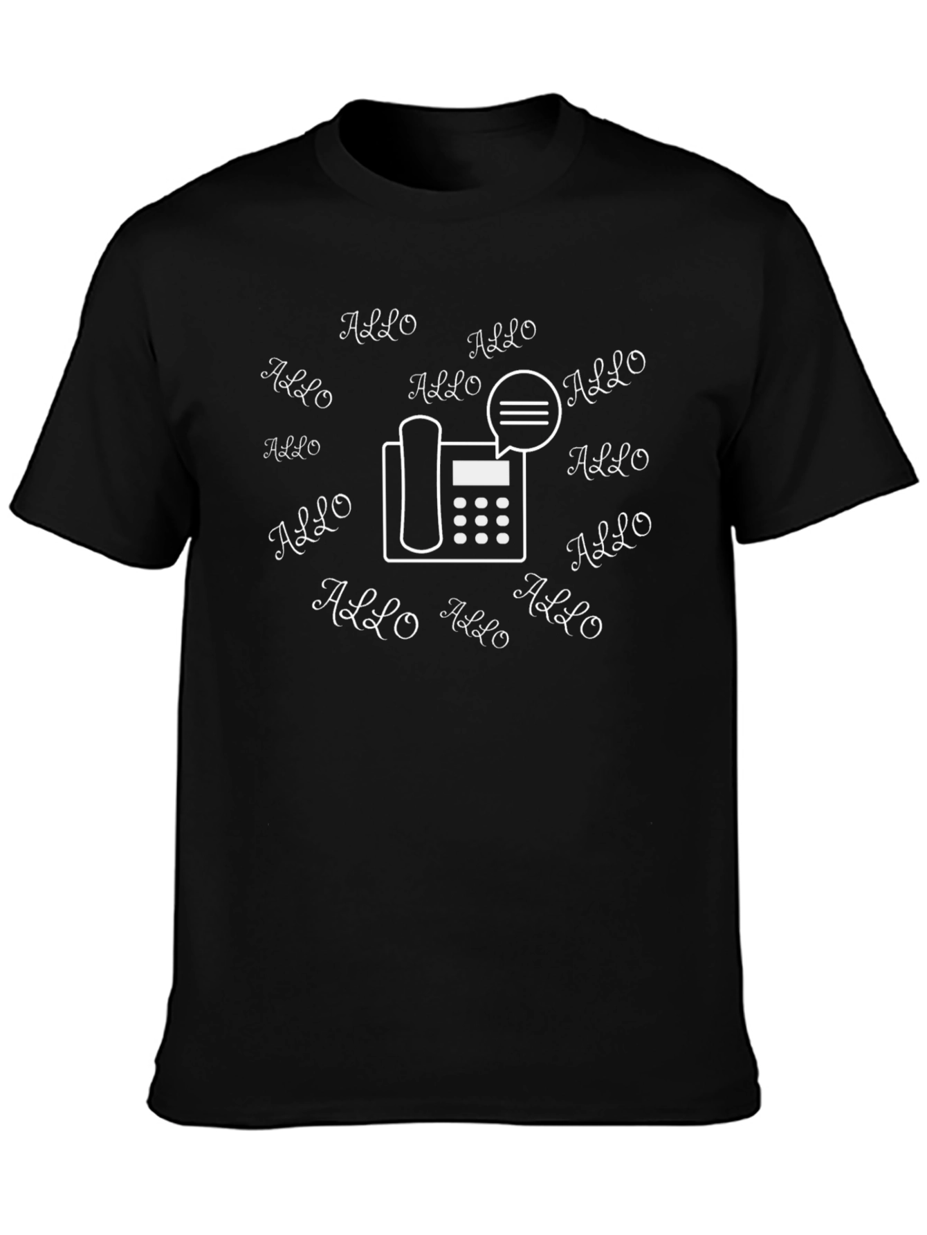 Allo Phone Graphic Tee - Black Cotton T-Shirt