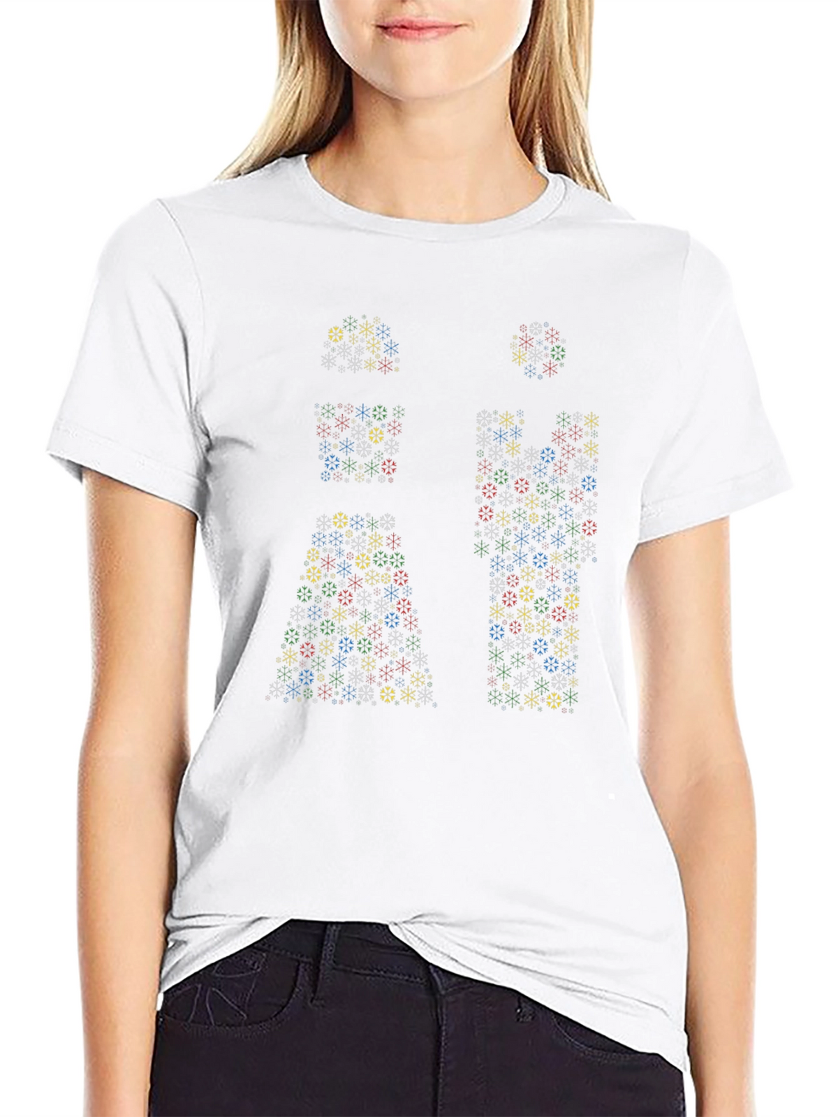 Geometric Snowflake Mens Black T-Shirt