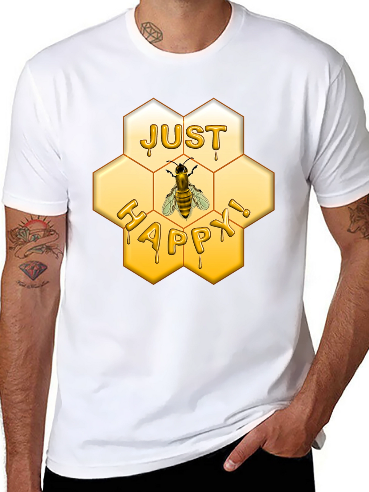 Just Happy Bee Honeycomb T-Shirt