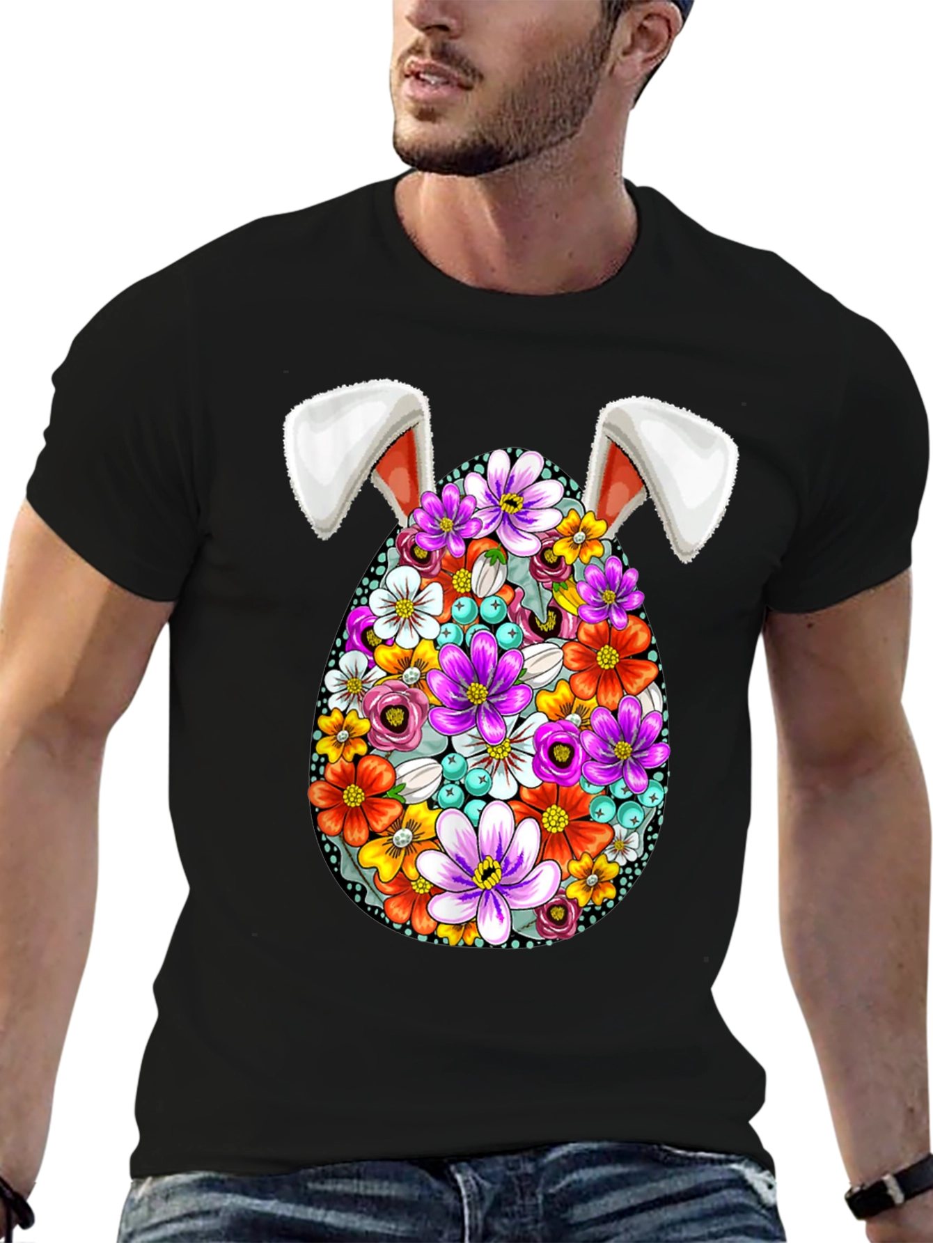 Floral Easter Egg Bunny Ears T-Shirt