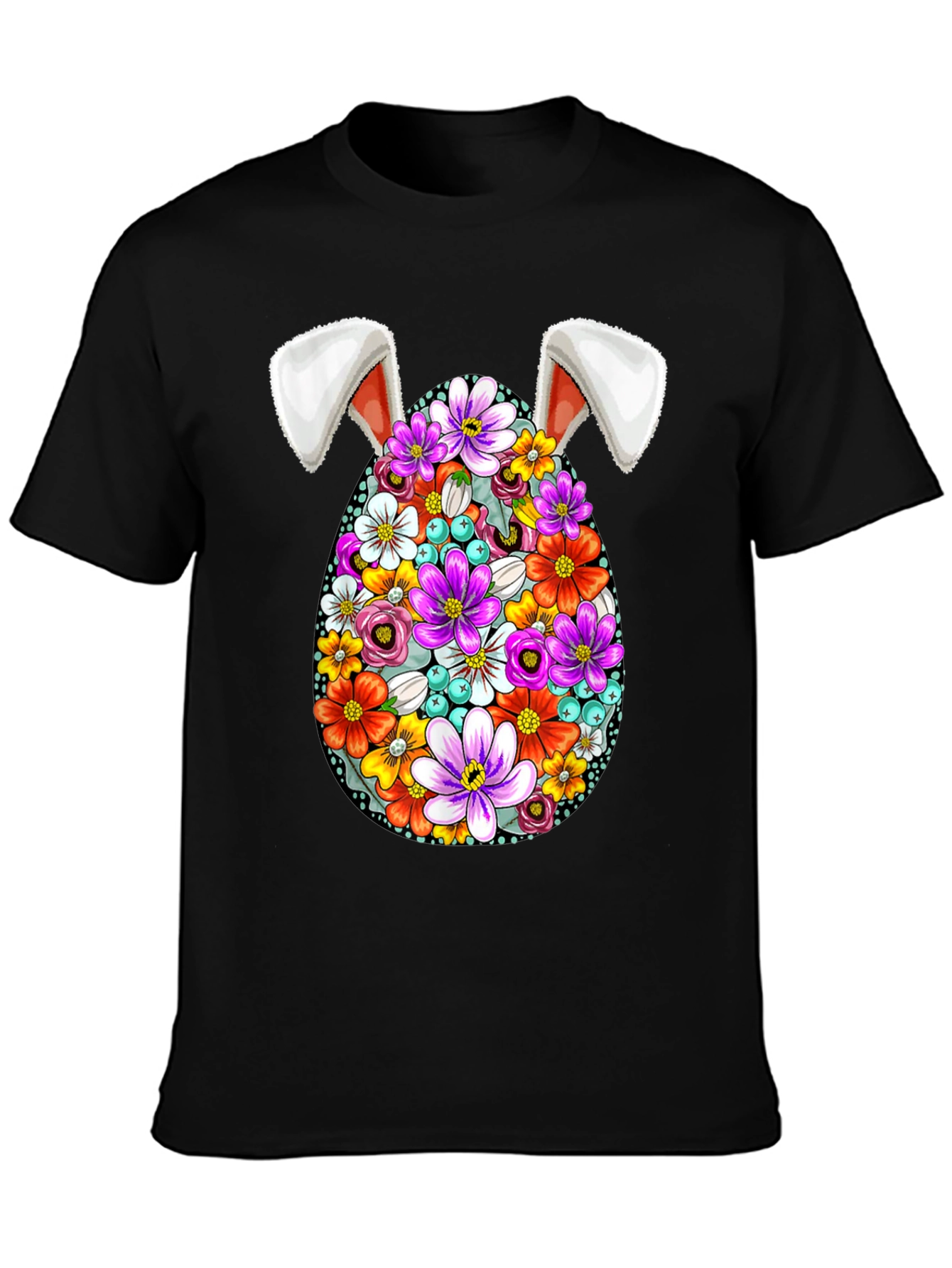 Floral Easter Egg Bunny Ears T-Shirt