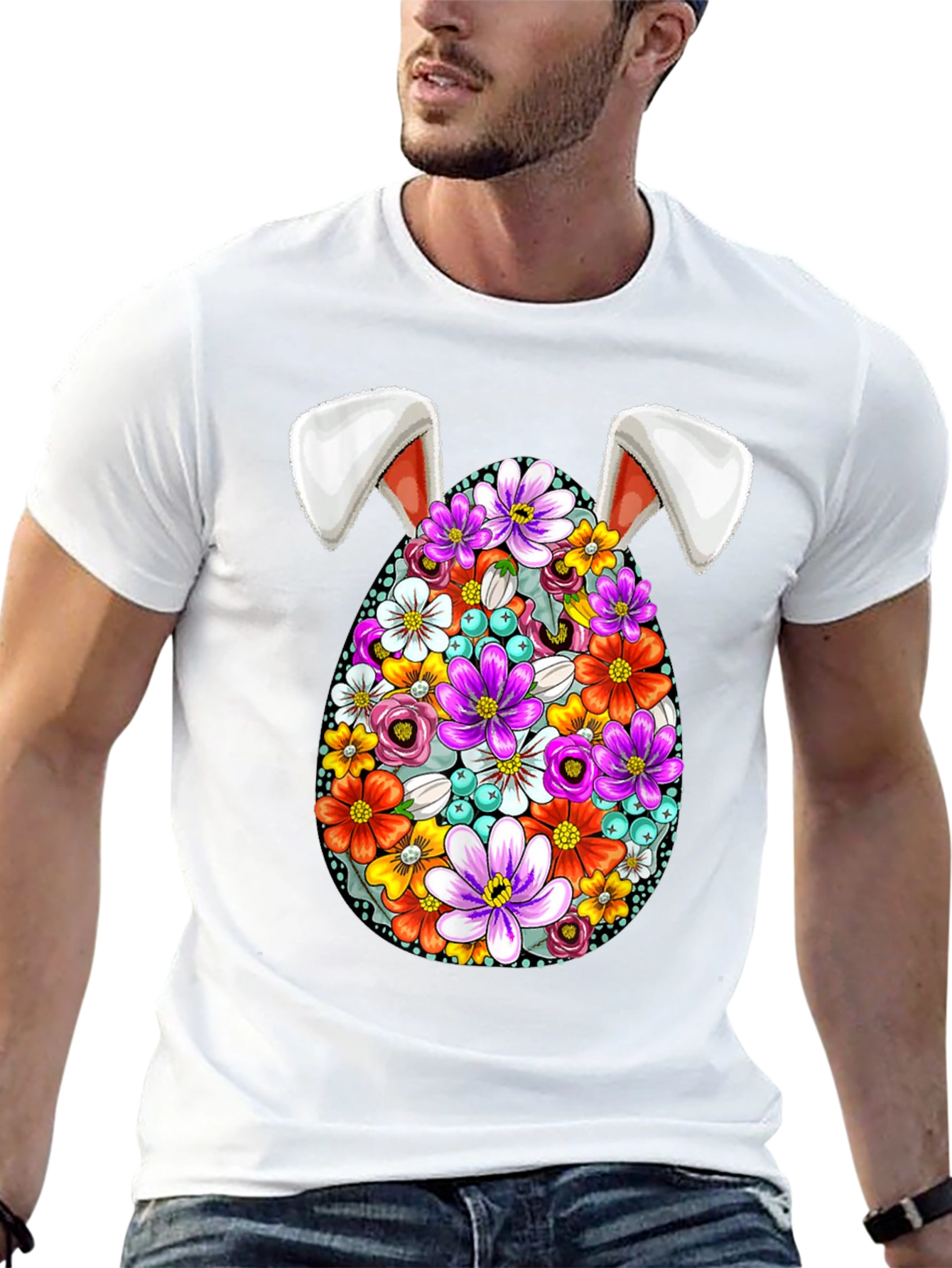 Floral Easter Egg Bunny Ears T-Shirt