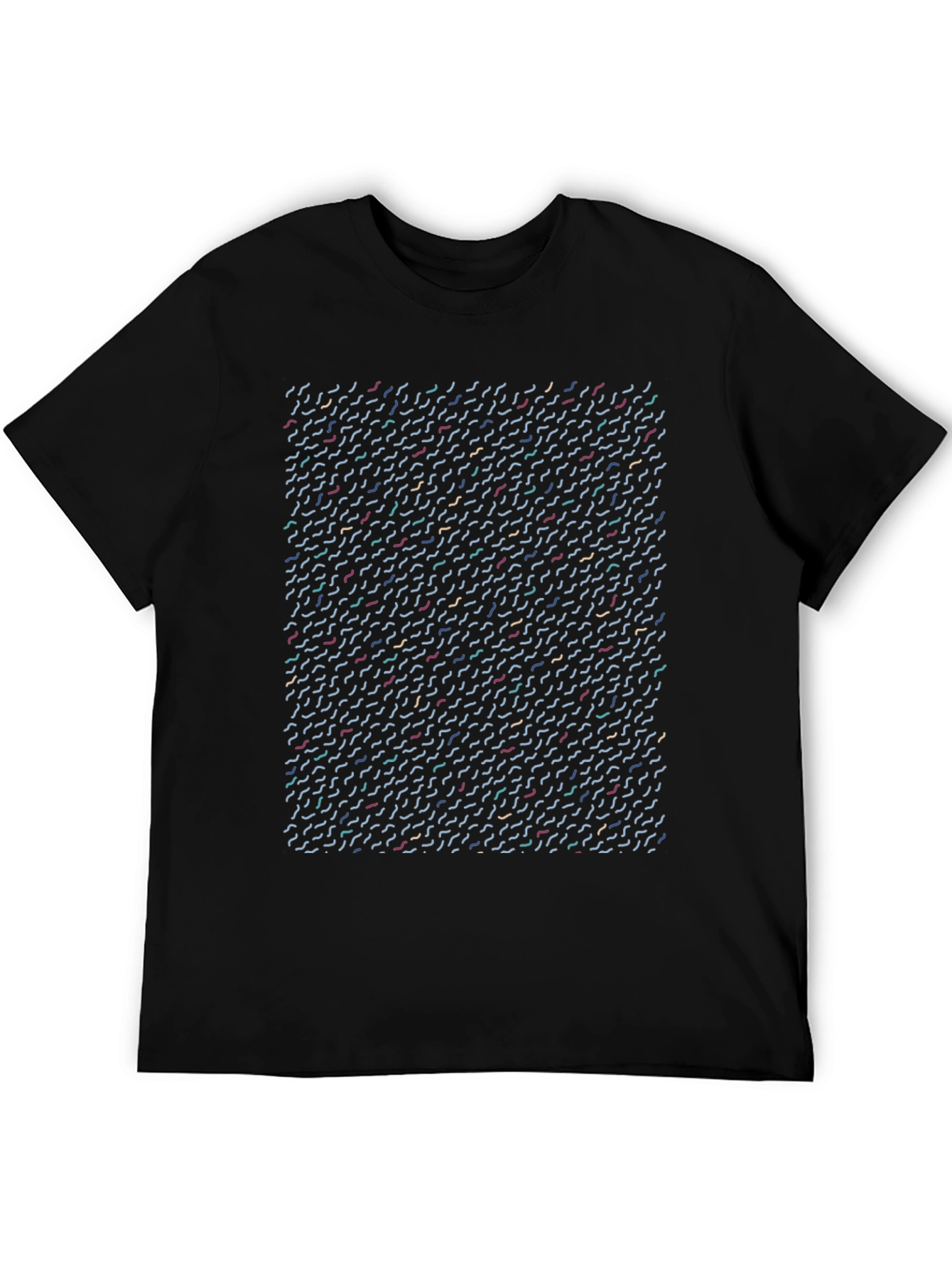 Abstract Line Pattern Black T-Shirt