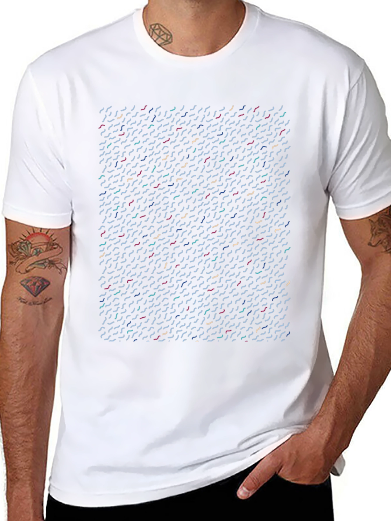 Abstract Line Pattern Black T-Shirt