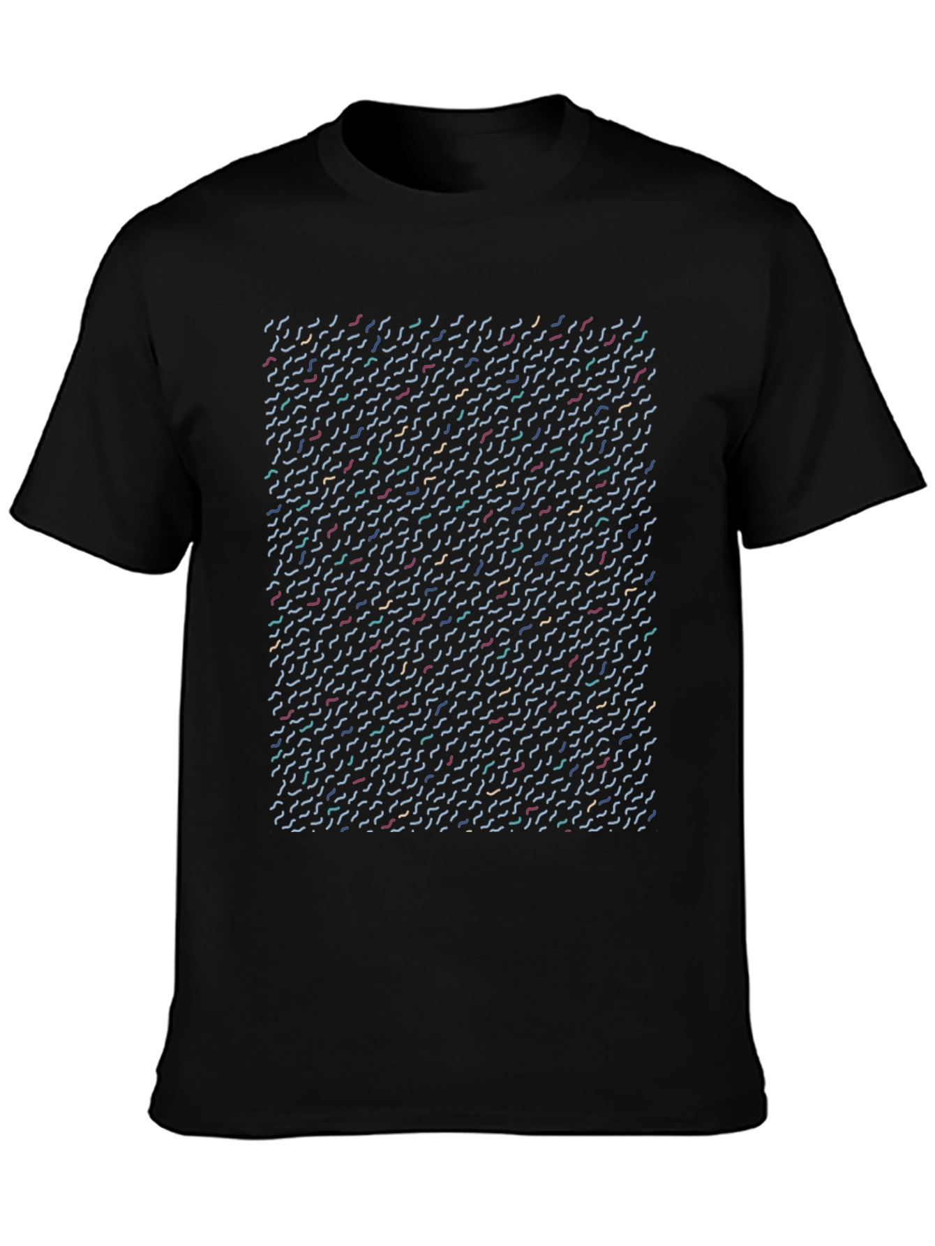 Abstract Line Pattern Black T-Shirt