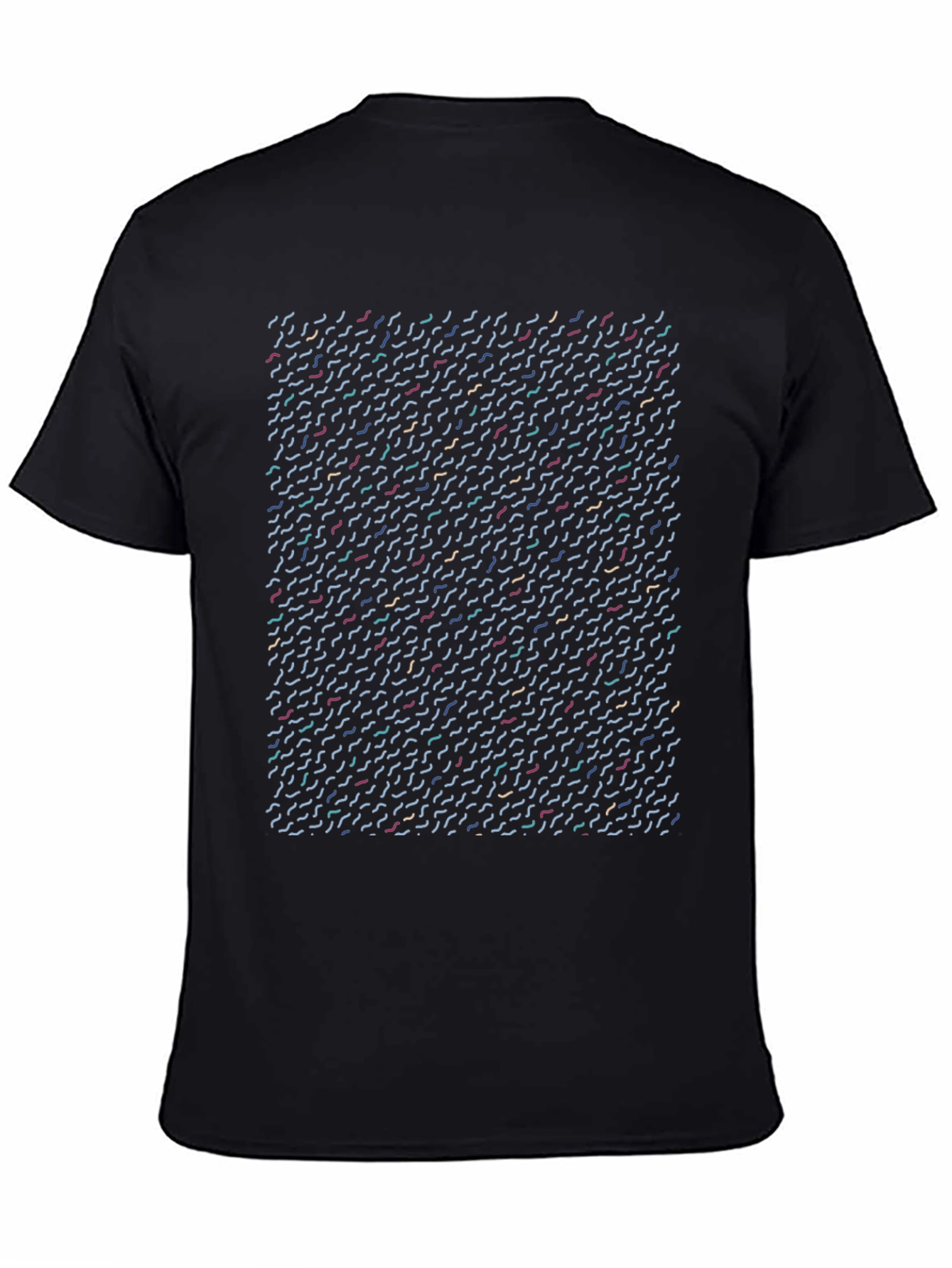 Abstract Line Pattern Black T-Shirt