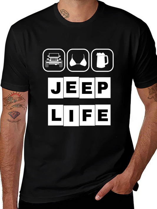Jeep Life Graphic Tee - Black Cotton T-Shirt