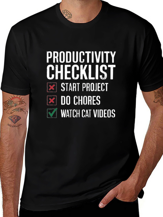 Productivity Checklist Graphic Tee - Watch Cat Videos