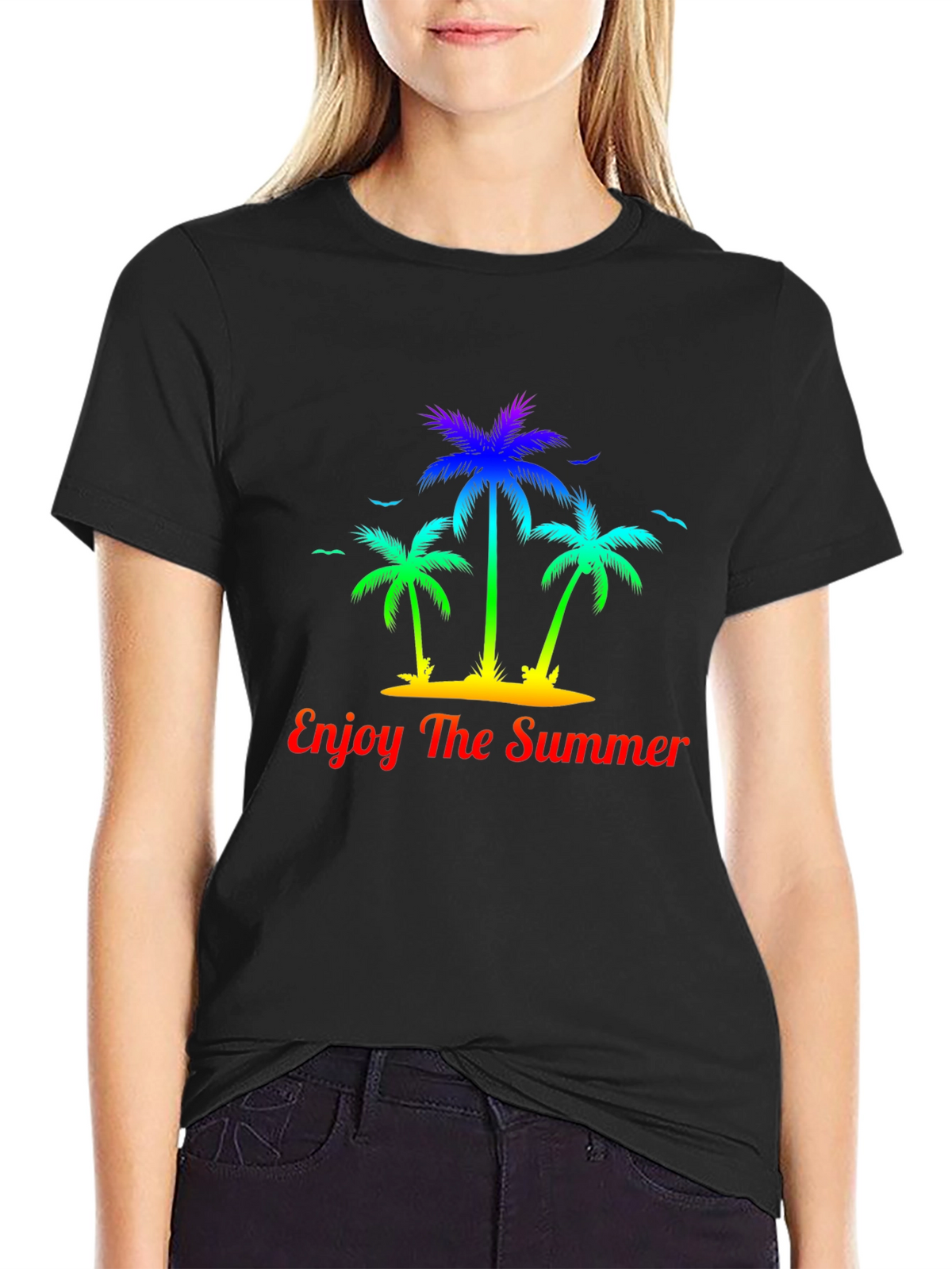 Summer Palm Tree Graphic Tee - Enjoy The Summer
