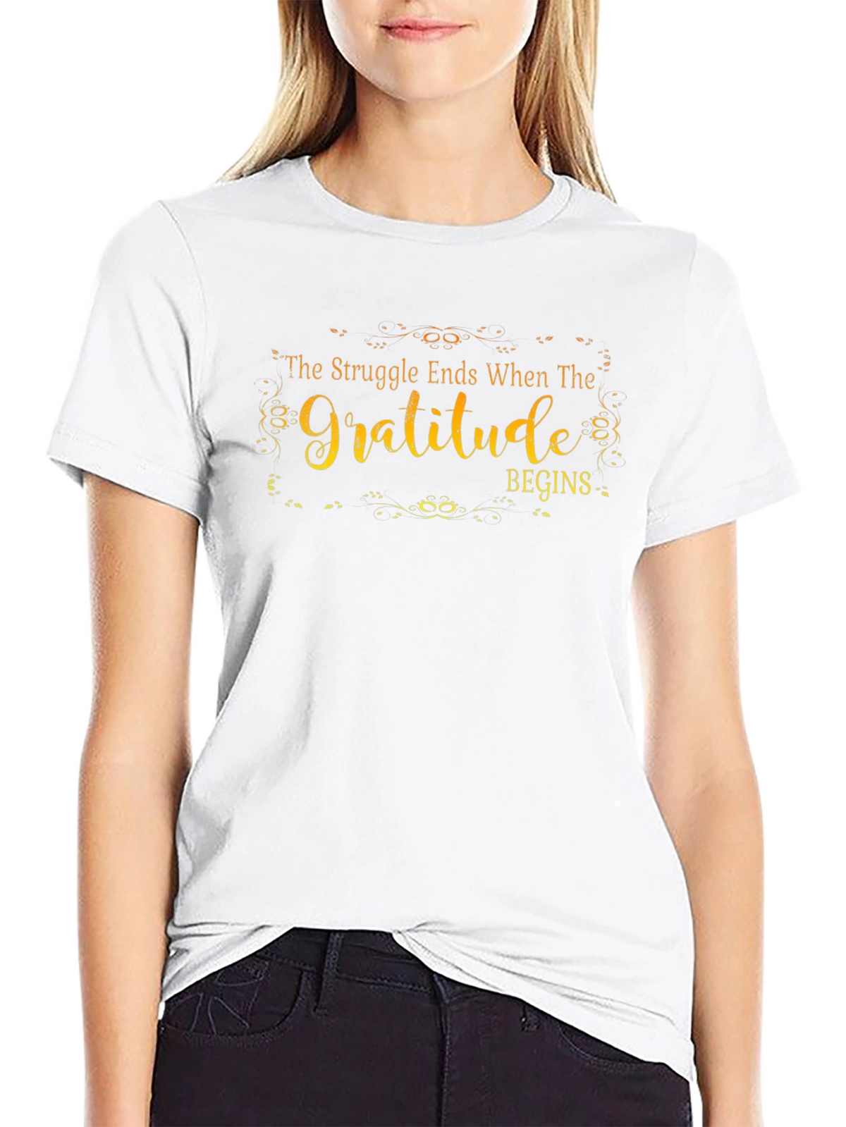Gratitude Begins Graphic T-Shirt - Inspirational Design