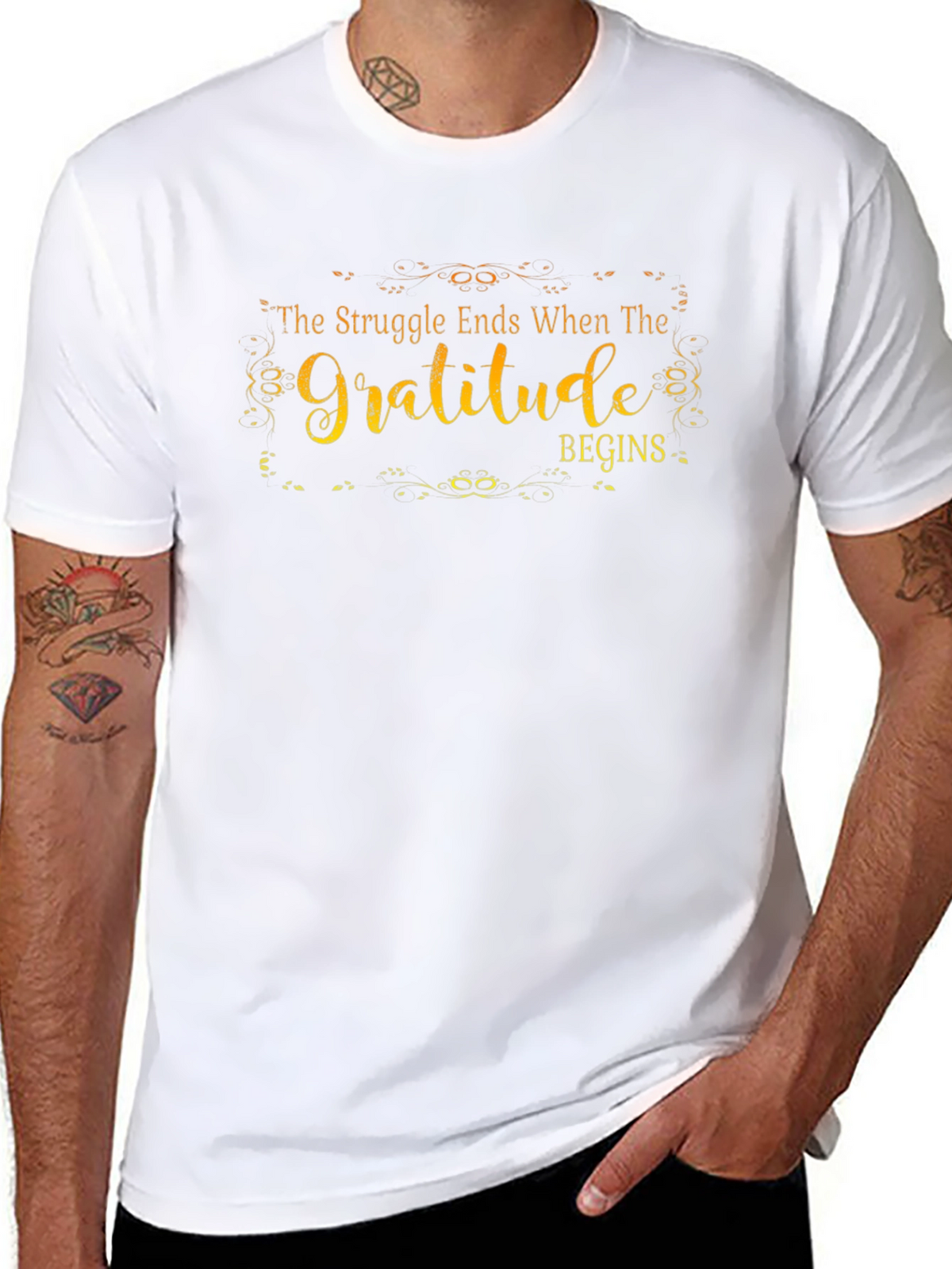 Gratitude Begins Graphic T-Shirt - Inspirational Design