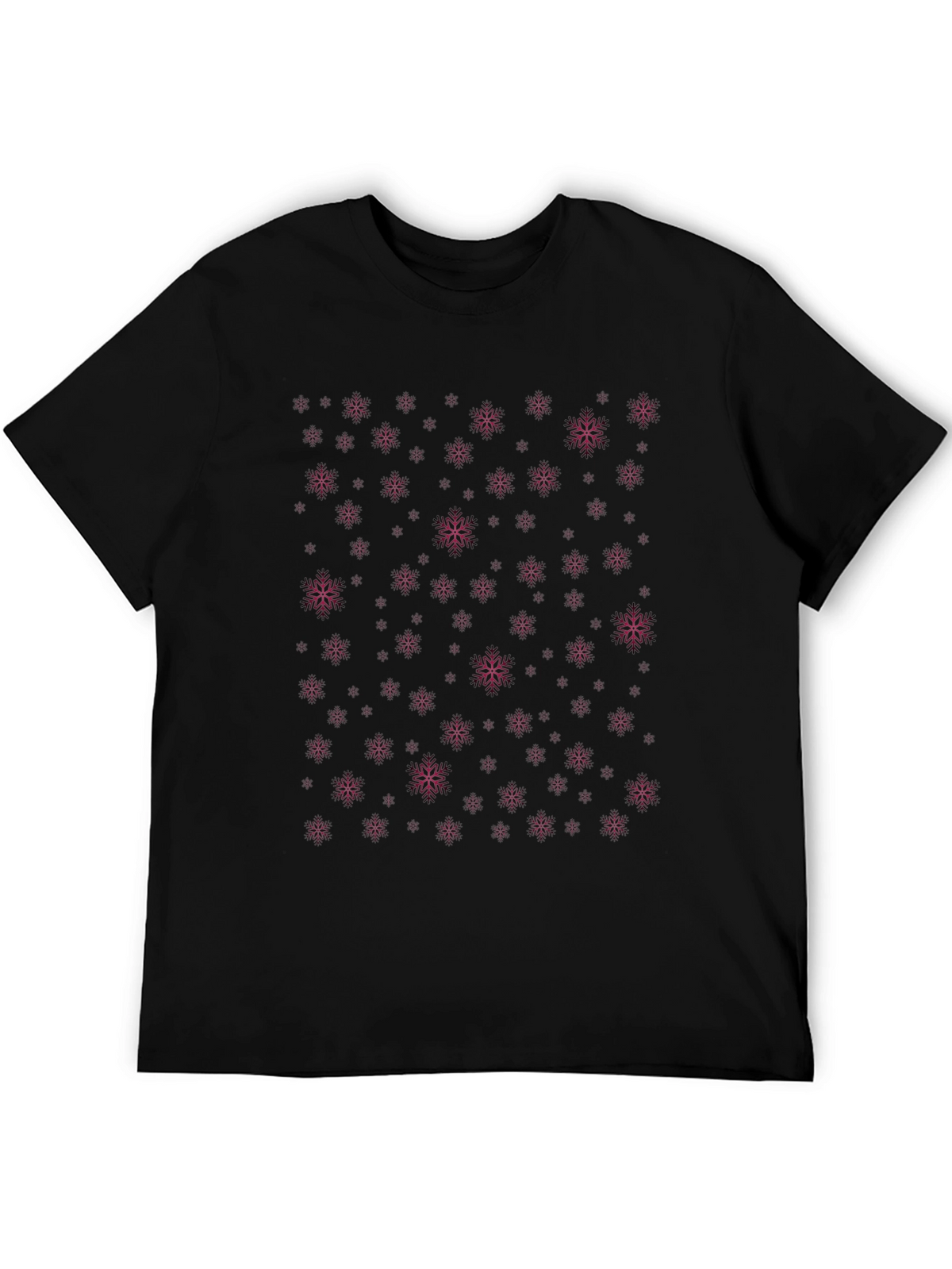 Snowflake Pattern Black T-Shirt