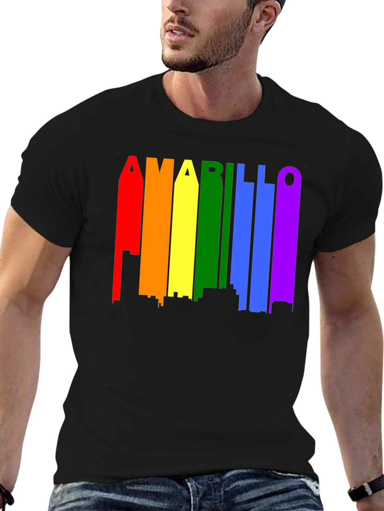 Amarillo Rainbow Skyline Graphic T-Shirt