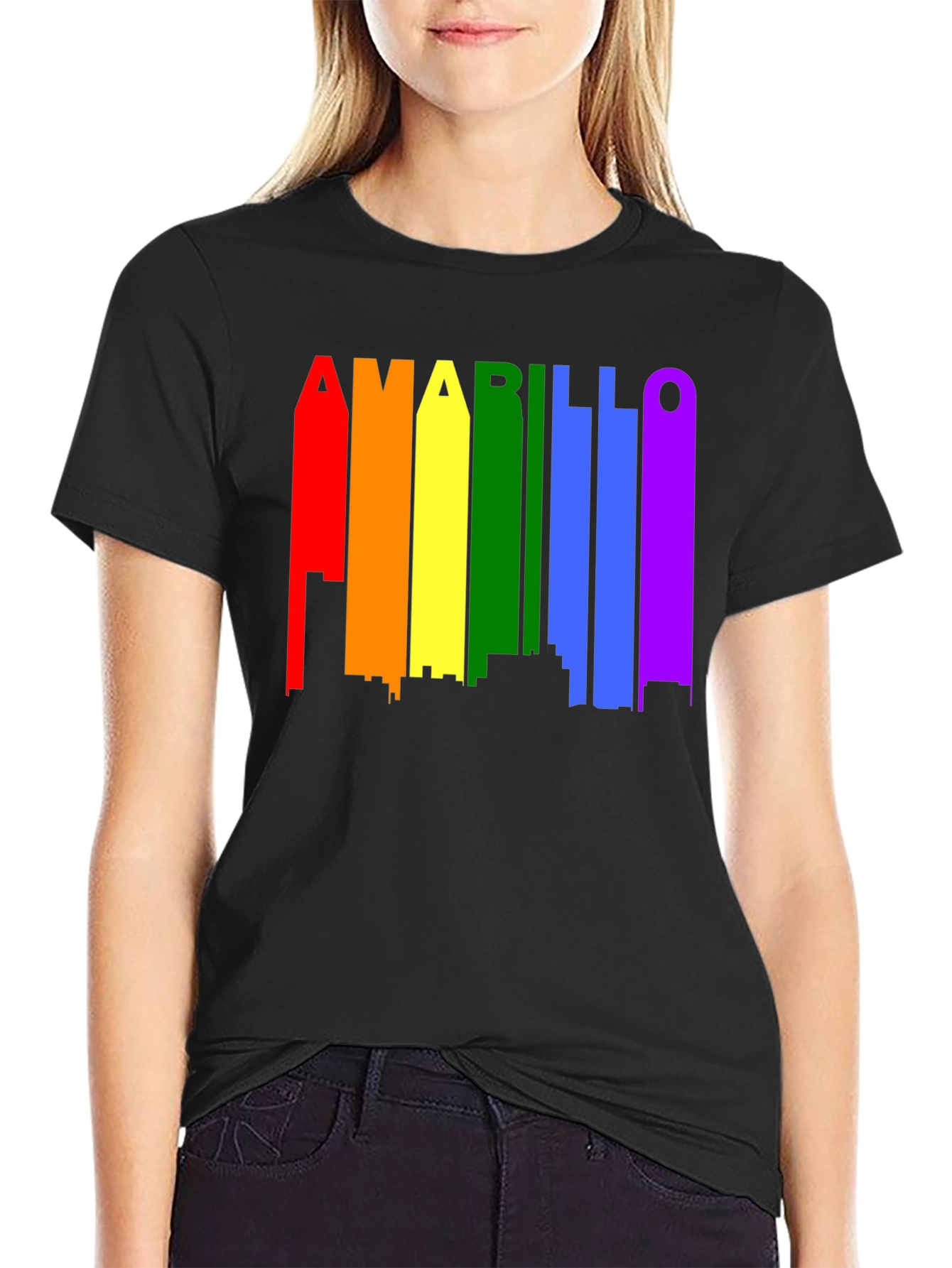 Amarillo Rainbow Skyline Graphic T-Shirt